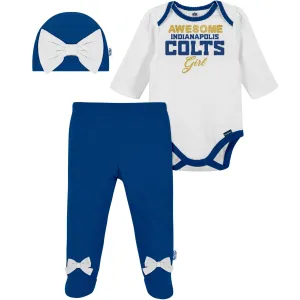 3-Piece Baby Girls Colts Bodysuit, Footed Pant, & Cap Set