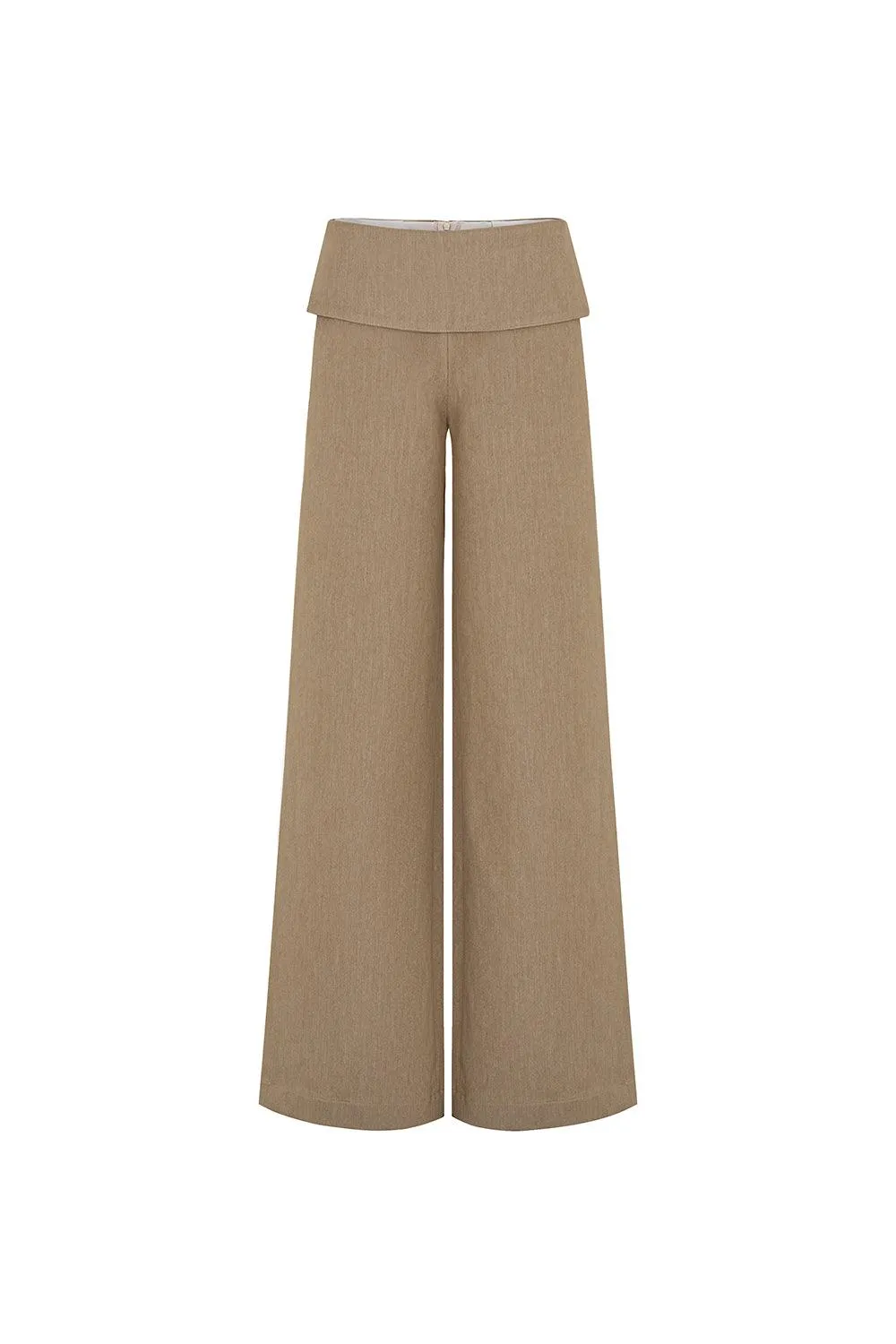 Anna Straight Wide Leg Khaki Floor Length Pants