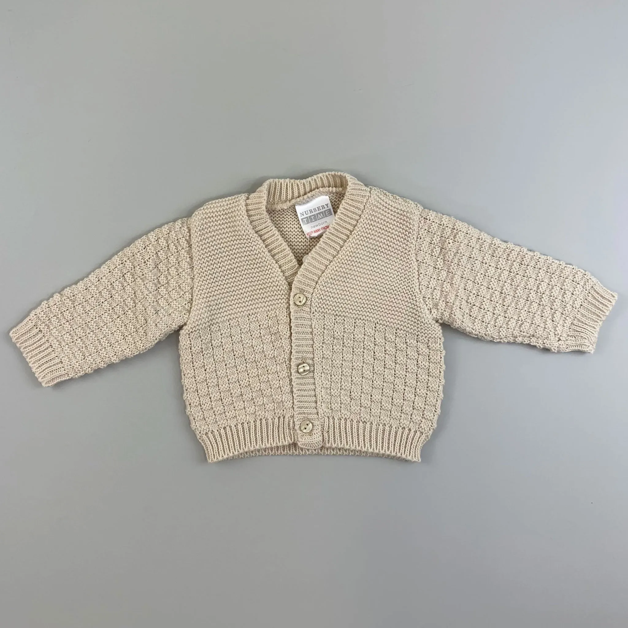 Baby Boys Basket Knitted Design Cardigan - Beige