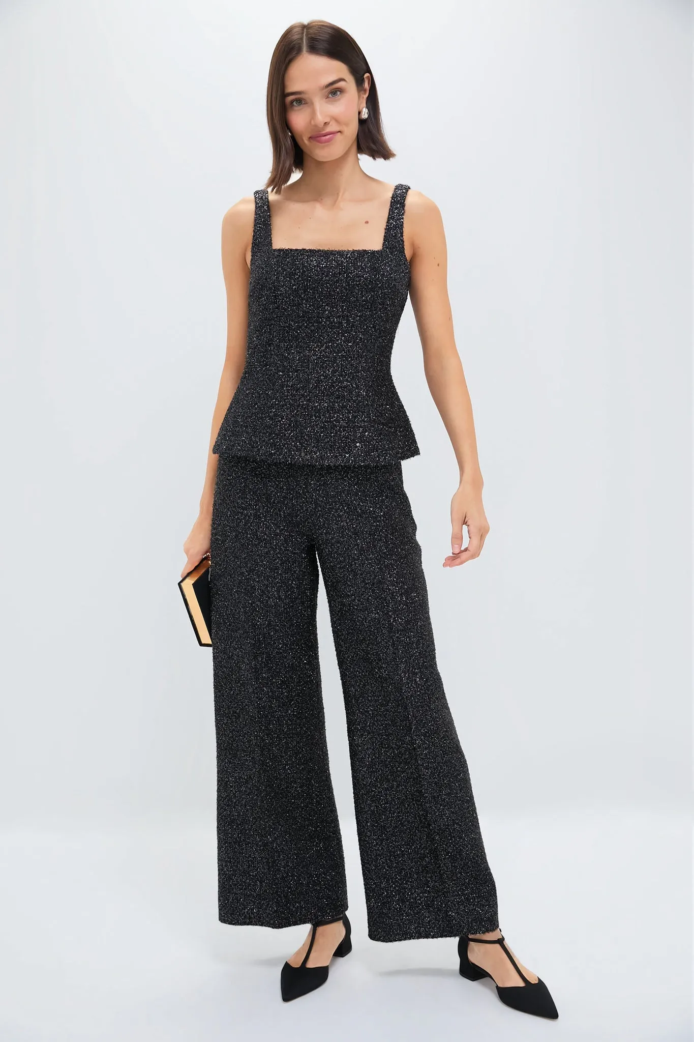 Black Daffy Disco Tweed Trousers