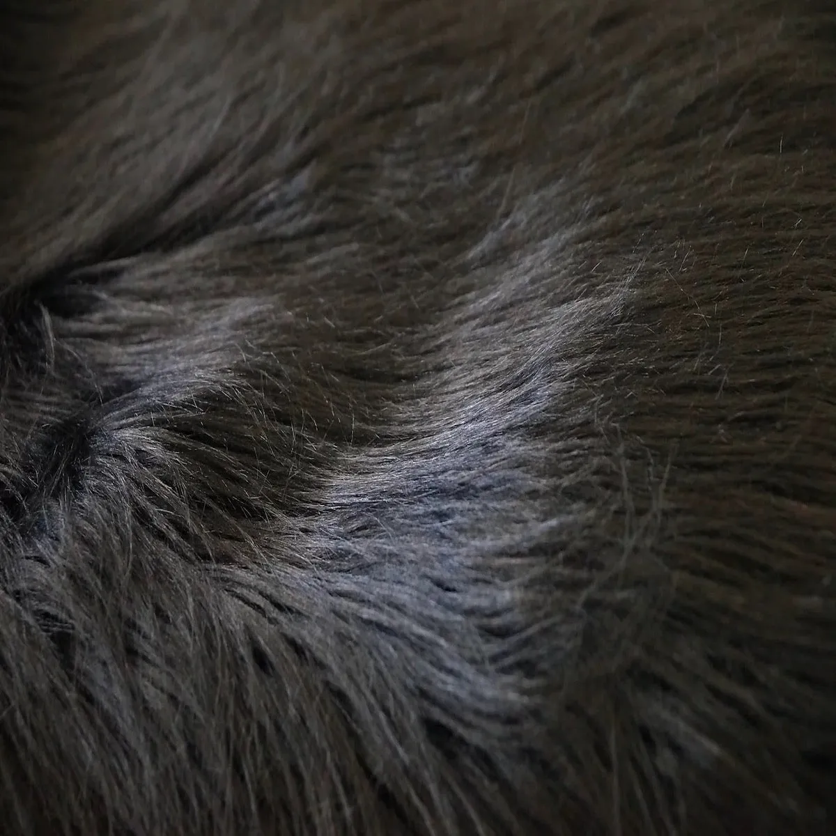 Black Shaggy Long Pile Faux Fur Fabric (4")