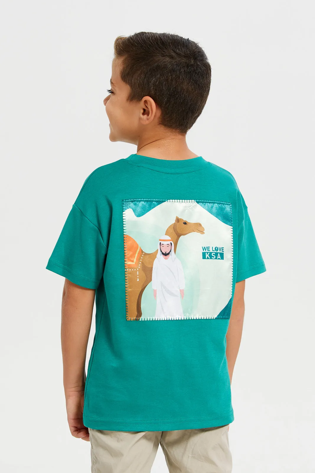 Boys Green Printed T-Shirt