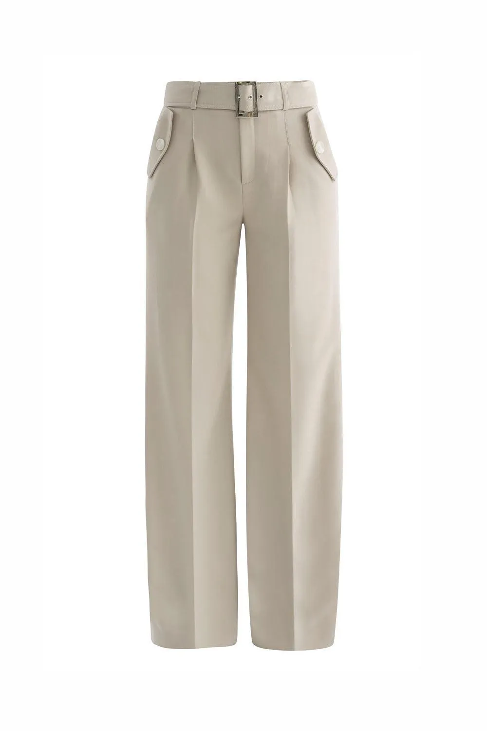 Carl Straight Wide Leg Twill Floor Length Pants