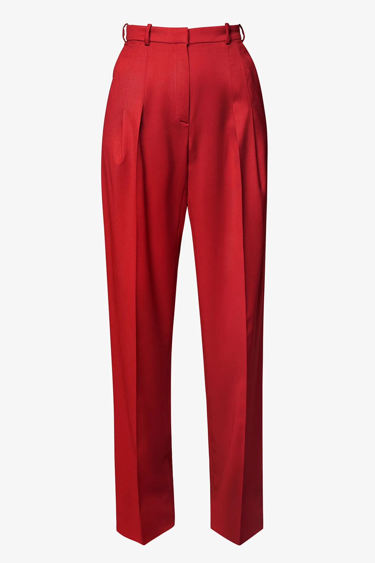 Cosmopolitan Wide Wool Pants in Hot Red