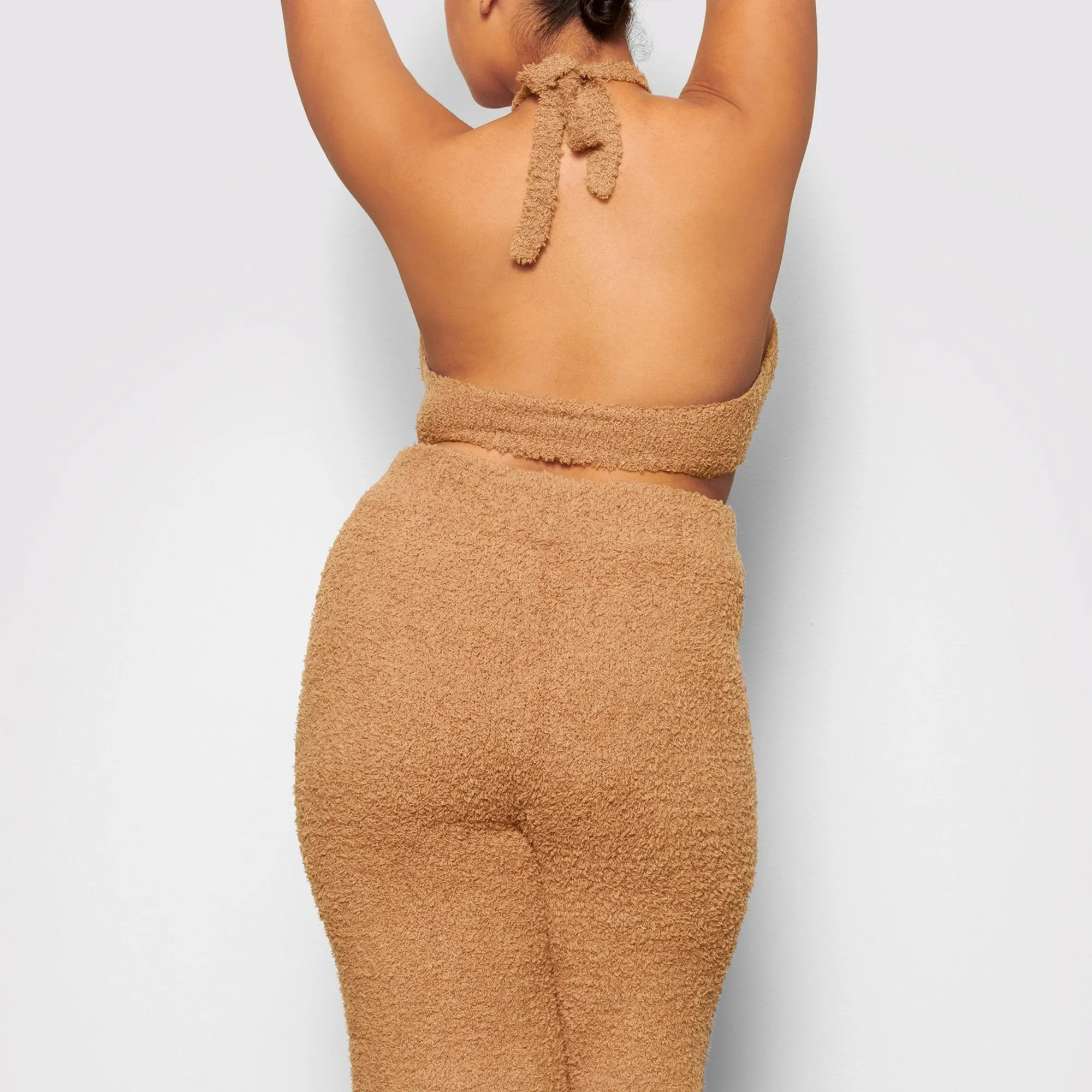 COZY KNIT HALTER BRA TOP | CAMEL