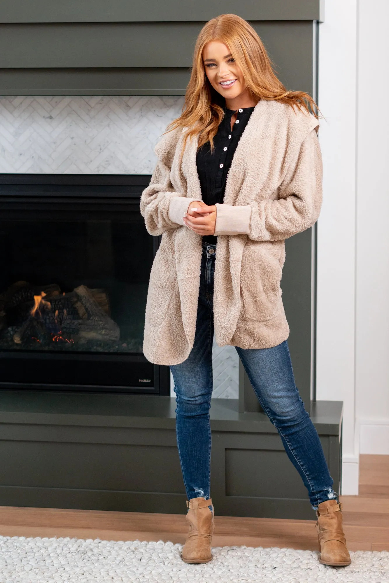 Cozy Sherpa Jacket - Taupe