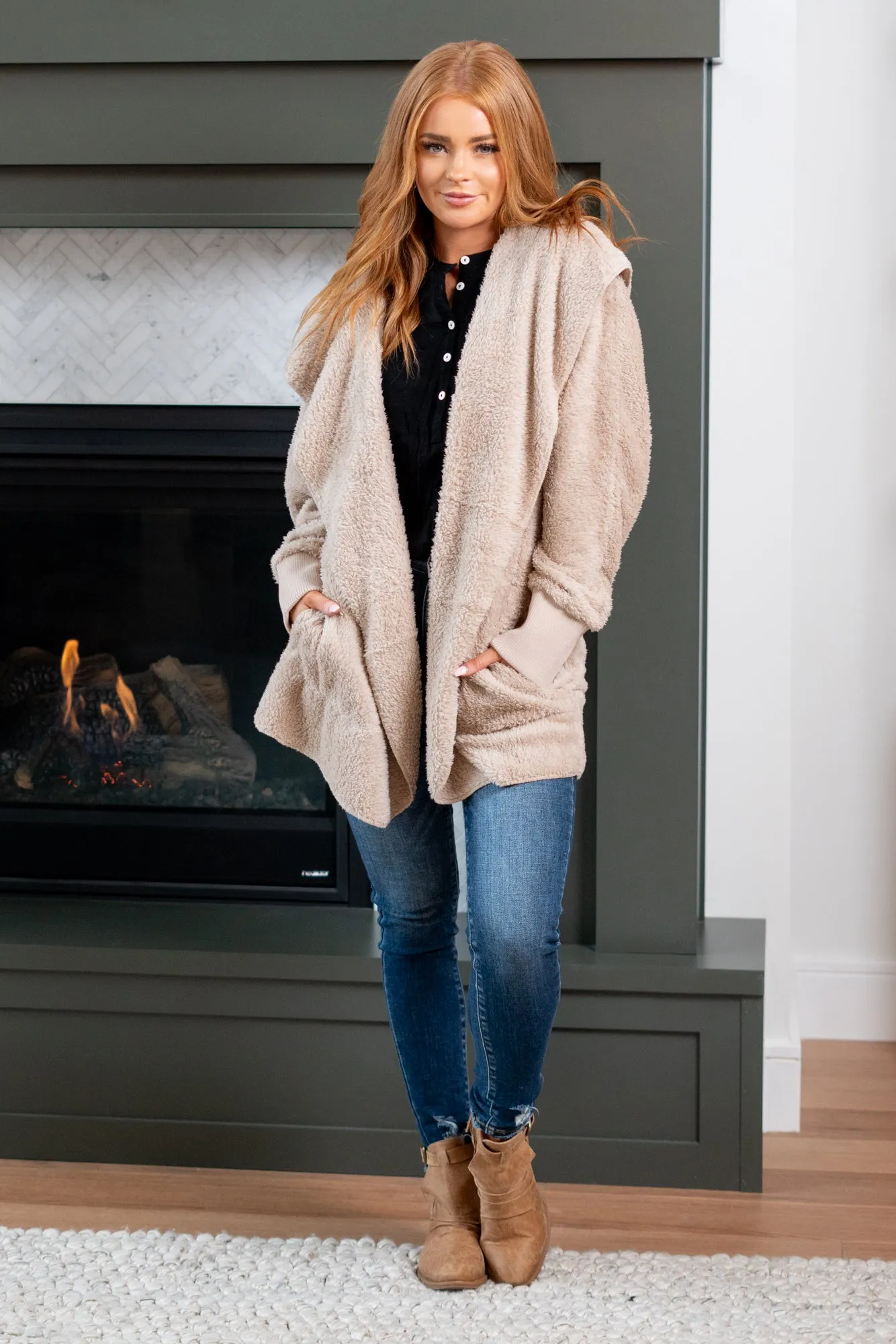 Cozy Sherpa Jacket - Taupe