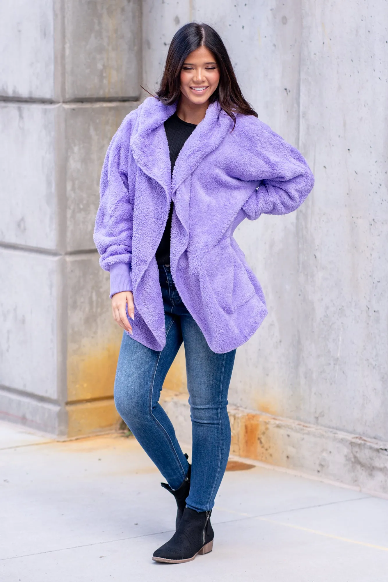 Cozy Sherpa Jacket - Violet