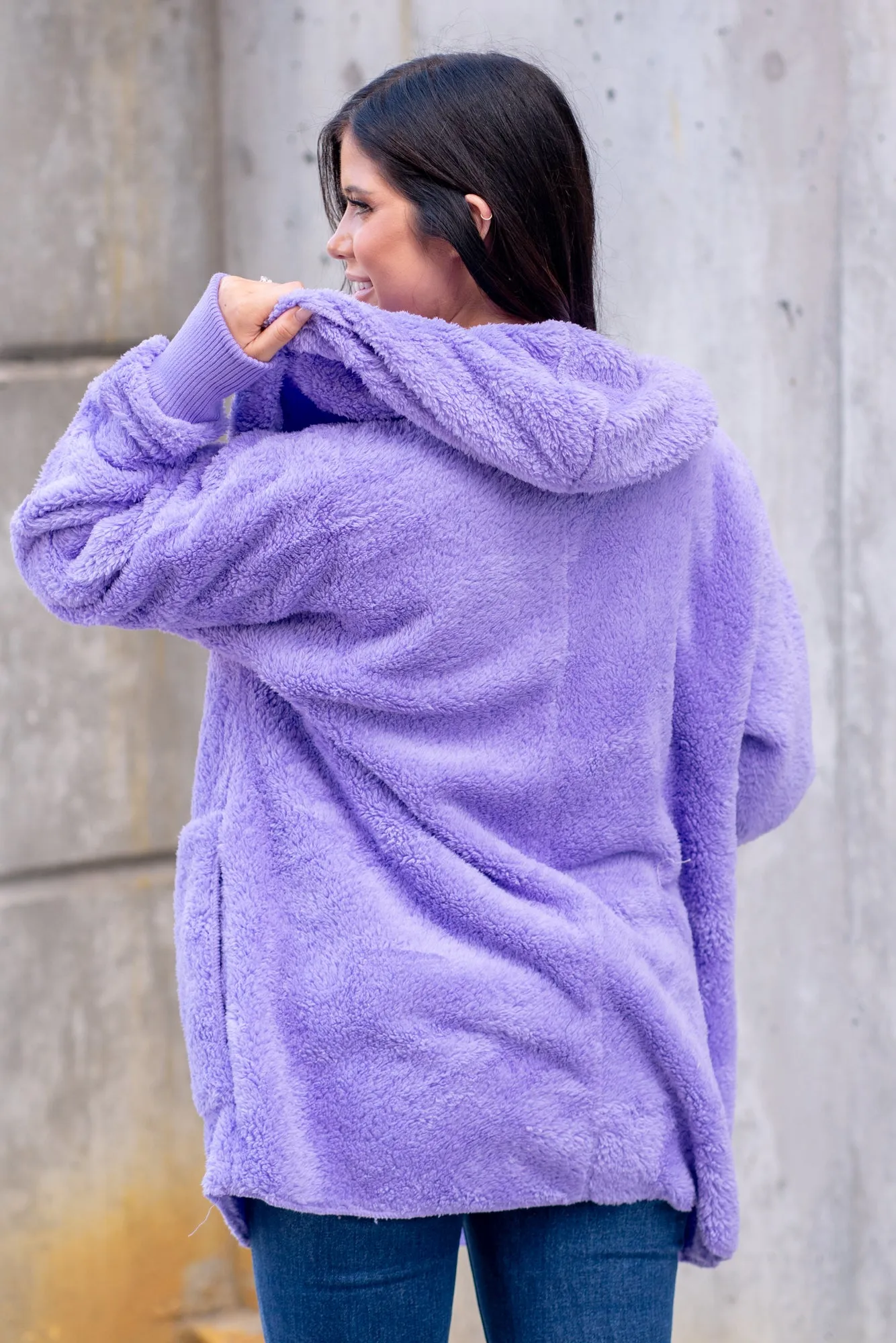 Cozy Sherpa Jacket - Violet