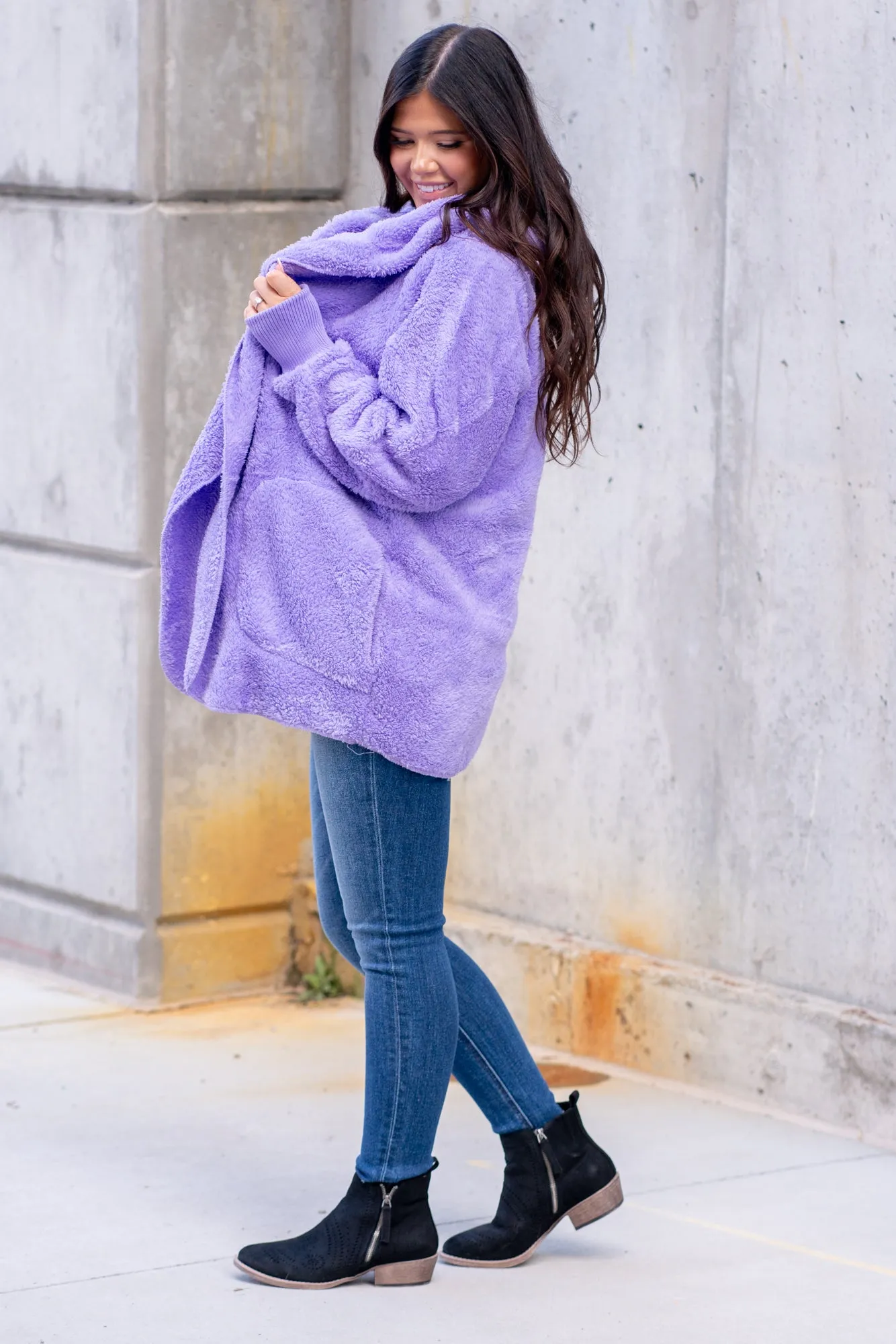 Cozy Sherpa Jacket - Violet