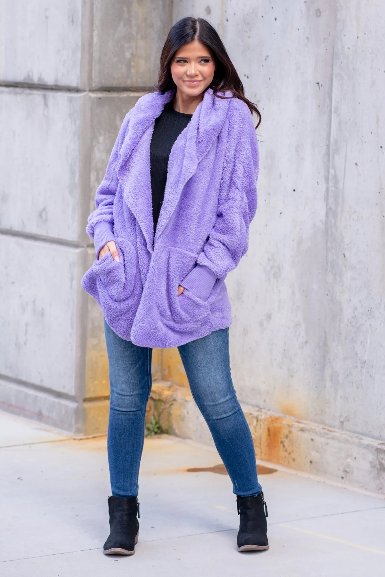 Cozy Sherpa Jacket - Violet