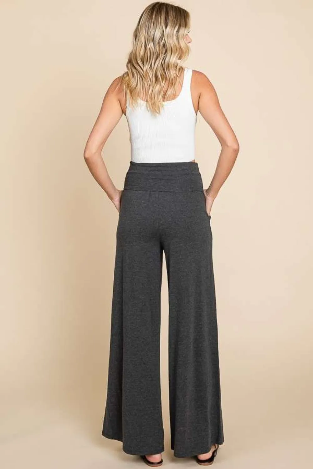 Culture Code Wide Waistband High Waist Wide Leg Pants