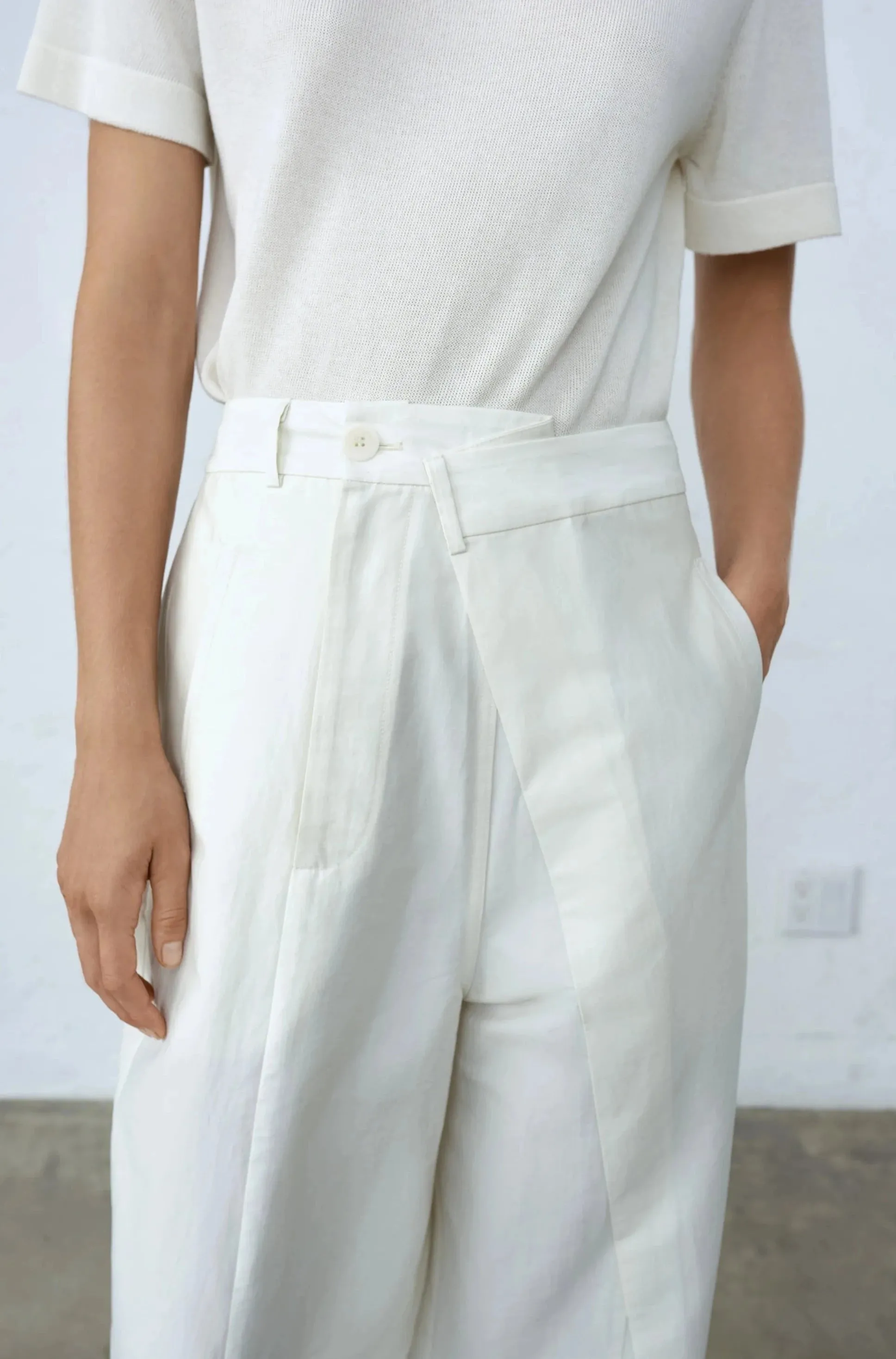 Draped Tailoring Pants, White