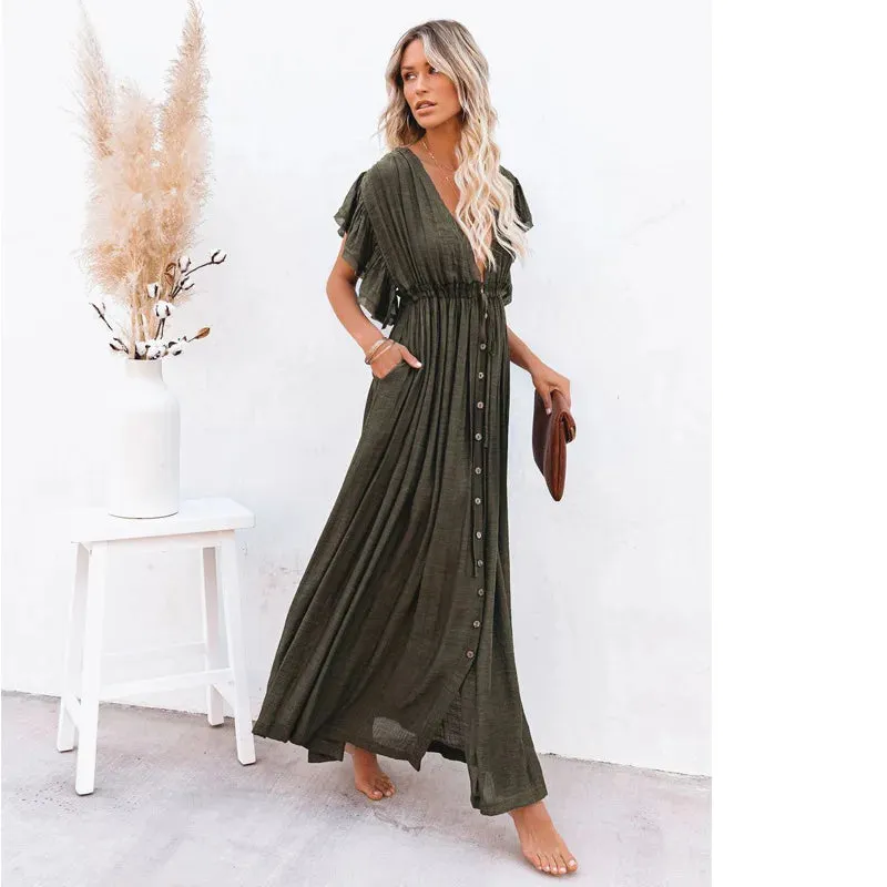 DressBetty - 2024 Elegant V-neck Maternity Boho Dress for Photoshoot