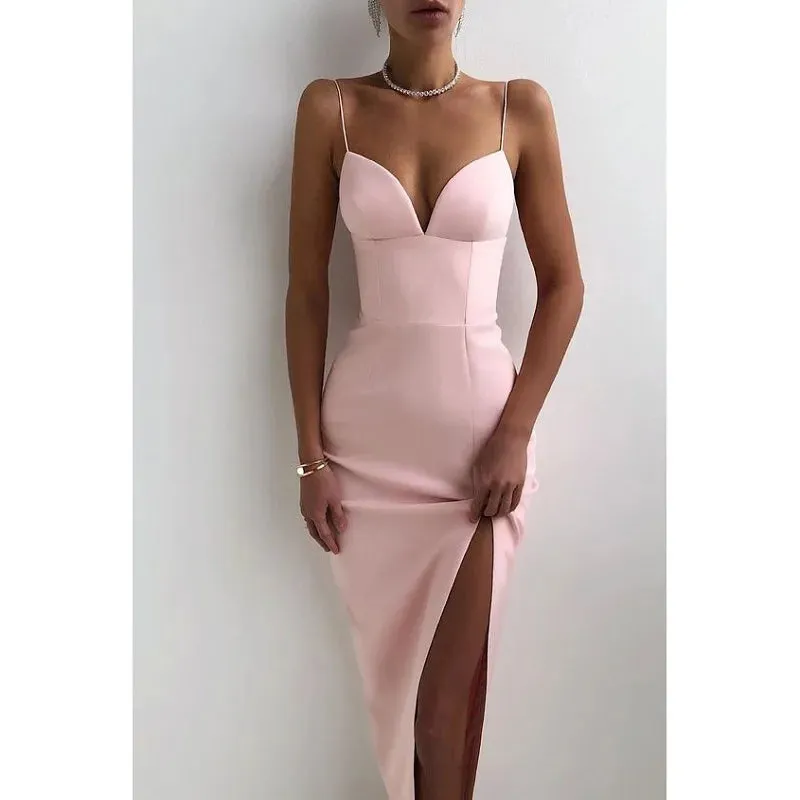 Elegant Bodycon Maxi Dress with High Slit