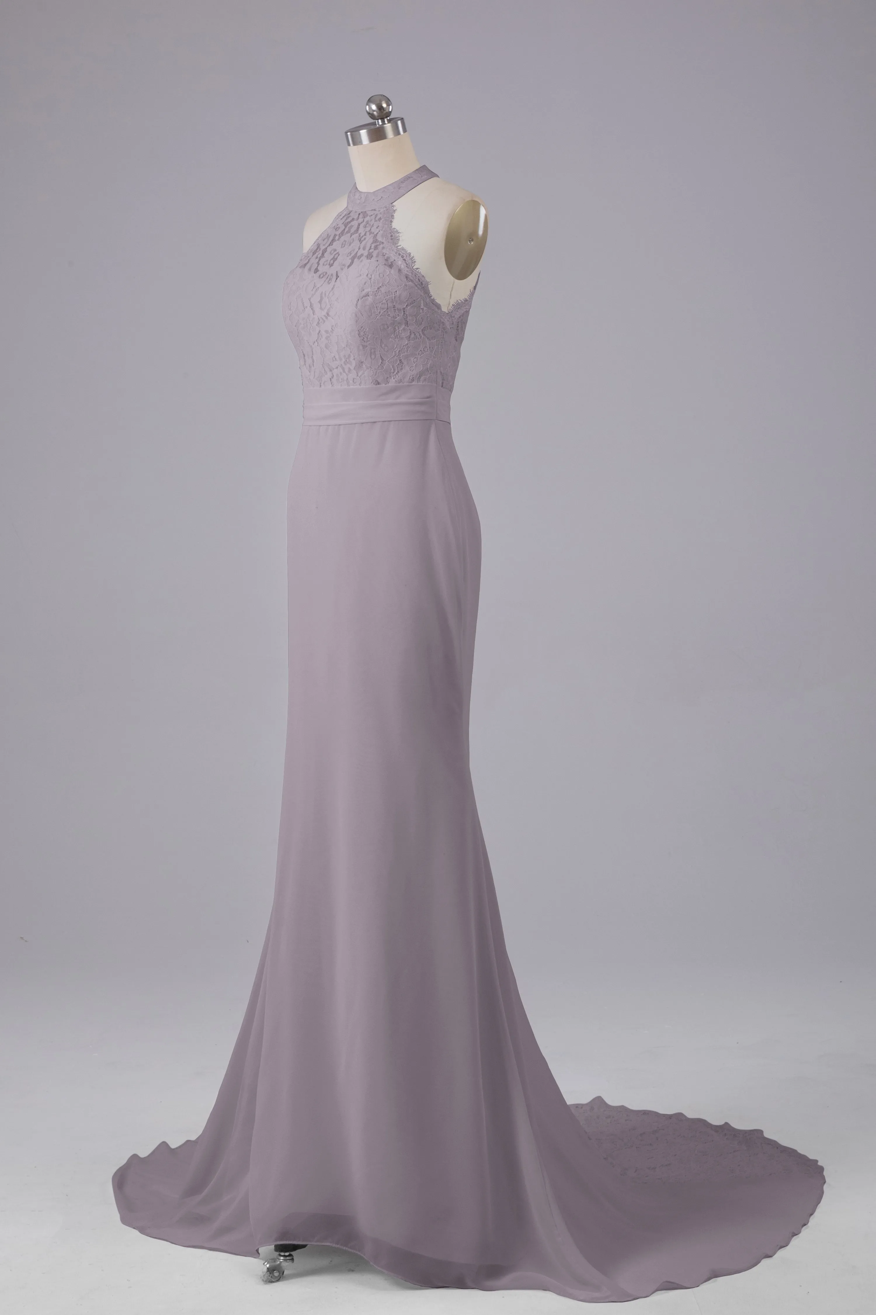 Elegant Halter Court Train Bridesmaid Dresses