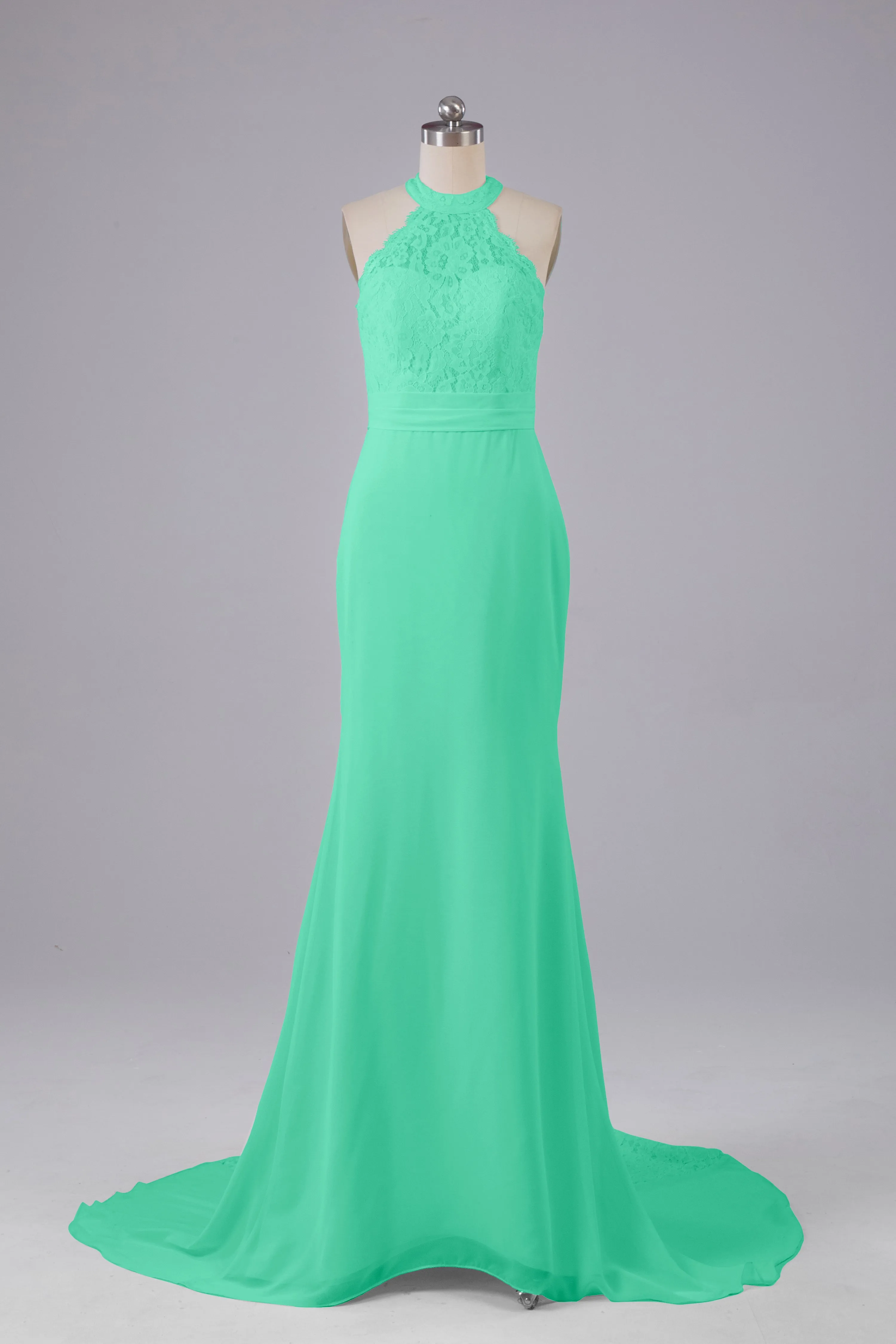 Elegant Halter Court Train Bridesmaid Dresses