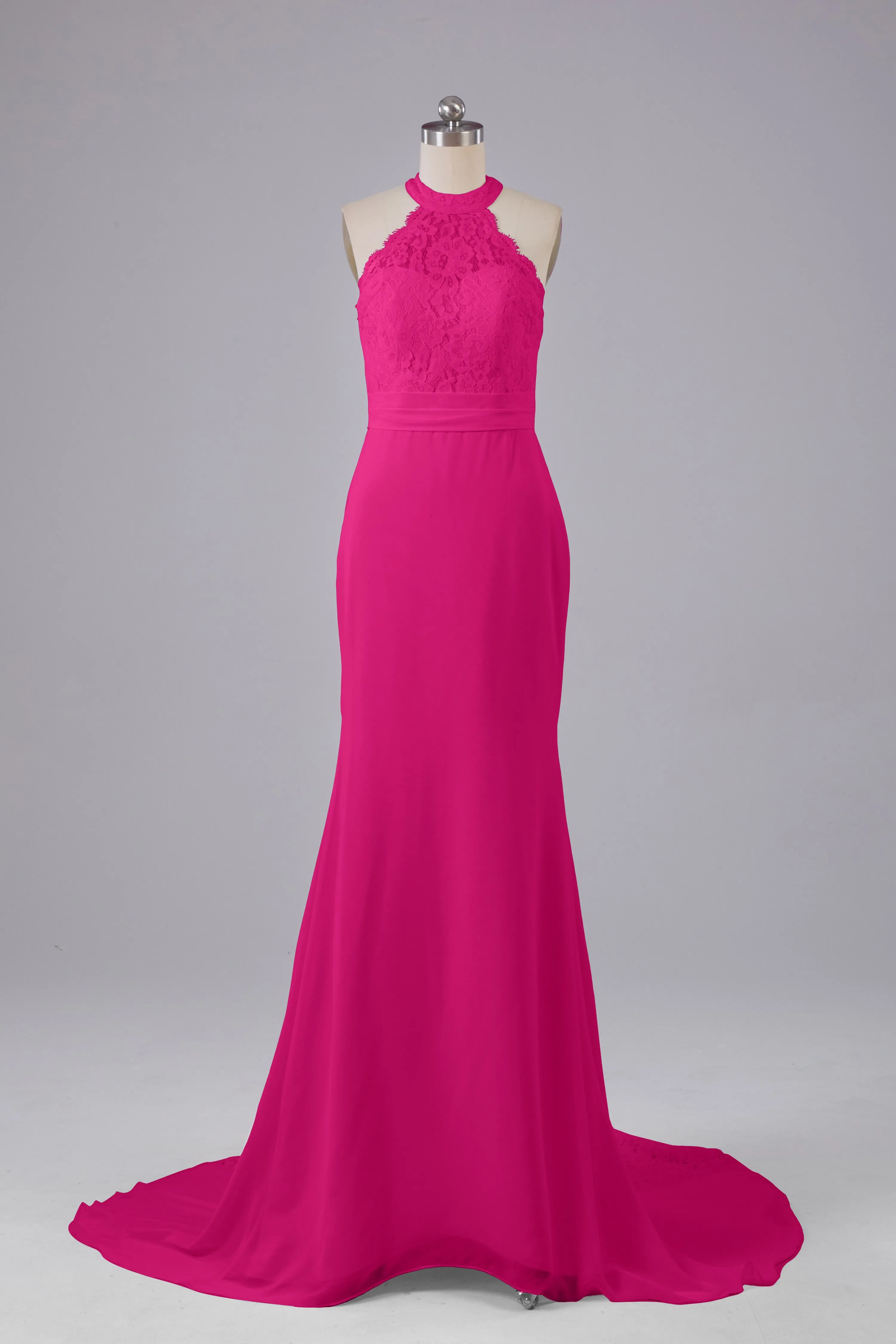 Elegant Halter Court Train Bridesmaid Dresses