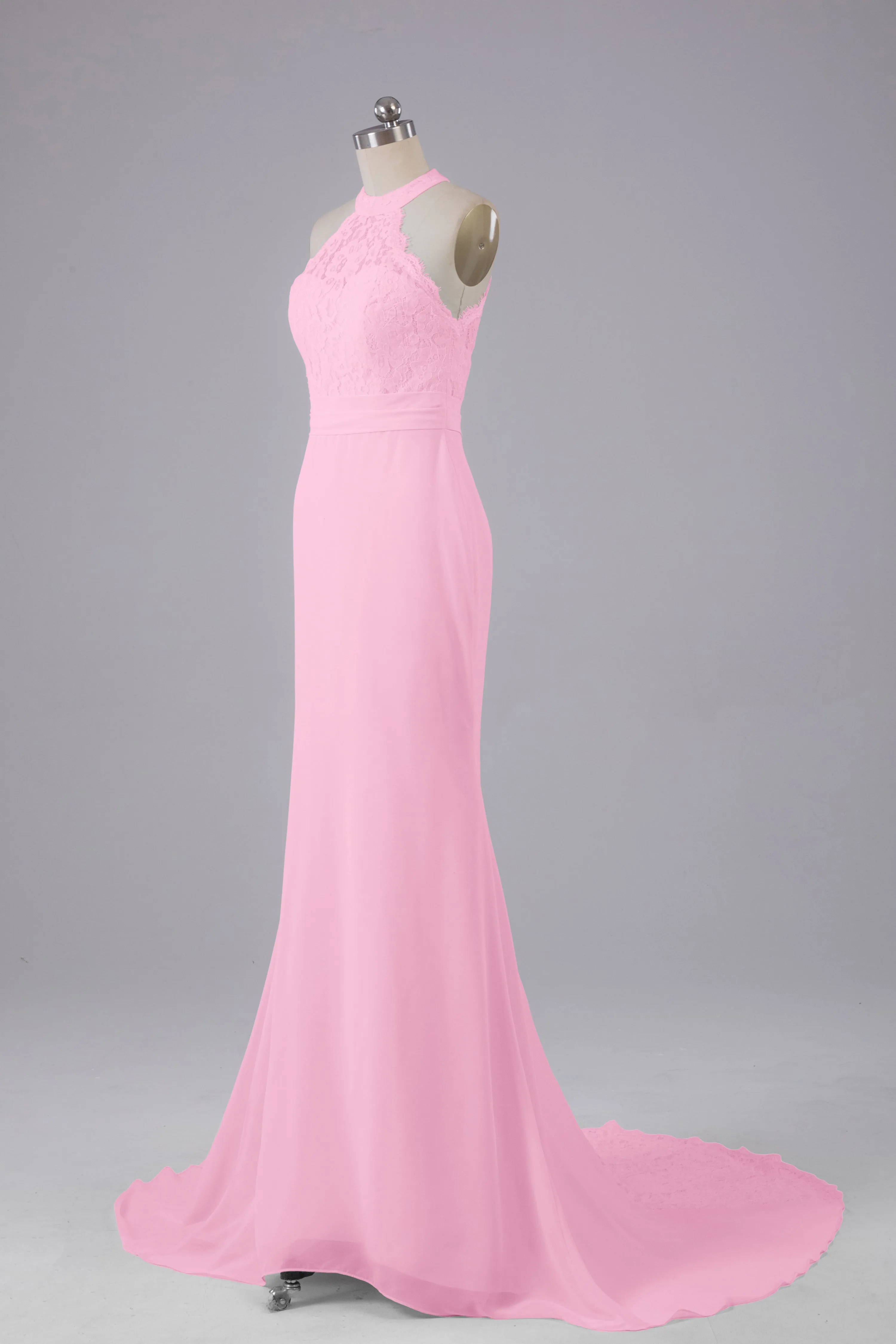 Elegant Halter Court Train Bridesmaid Dresses