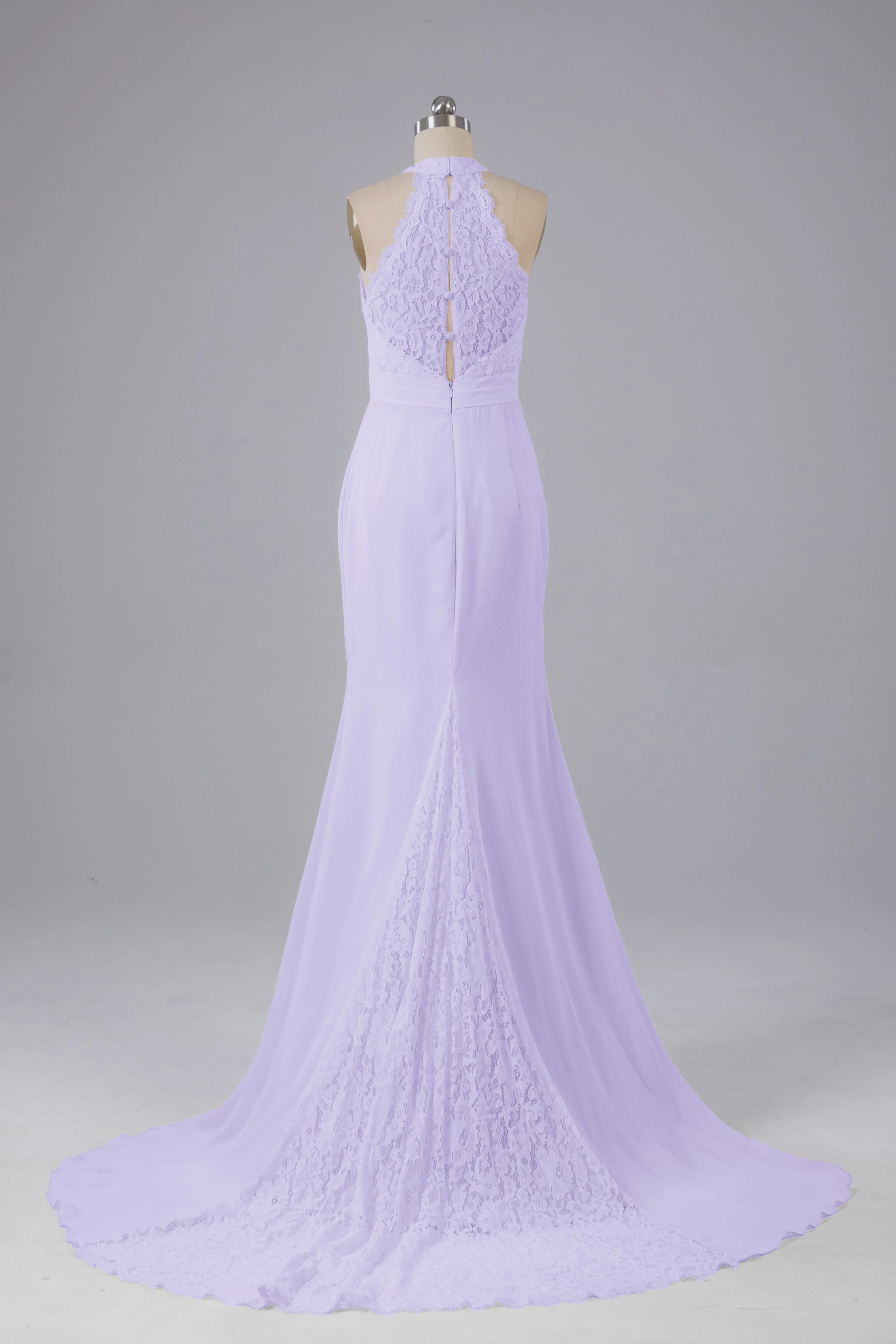 Elegant Halter Court Train Bridesmaid Dresses