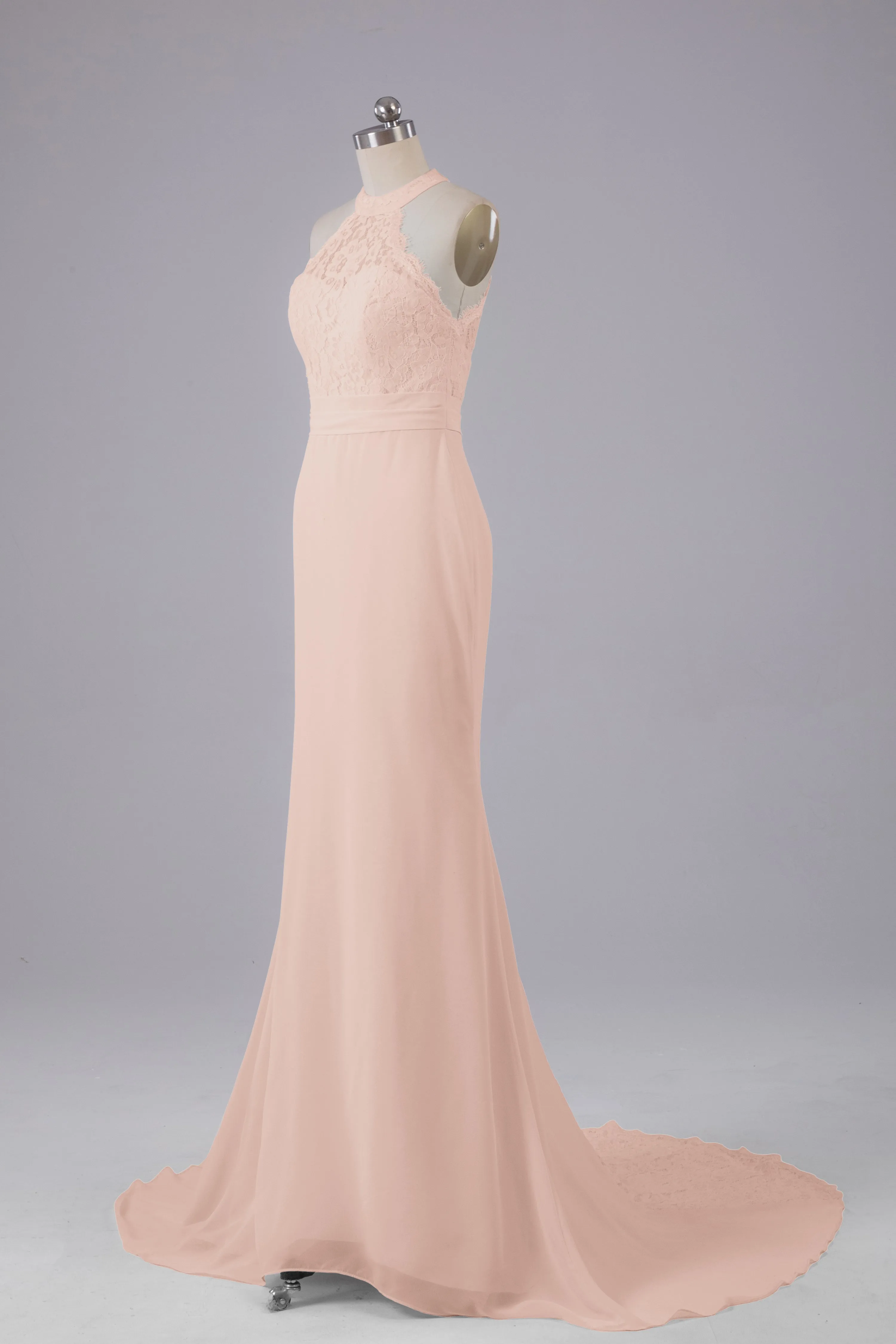 Elegant Halter Court Train Bridesmaid Dresses