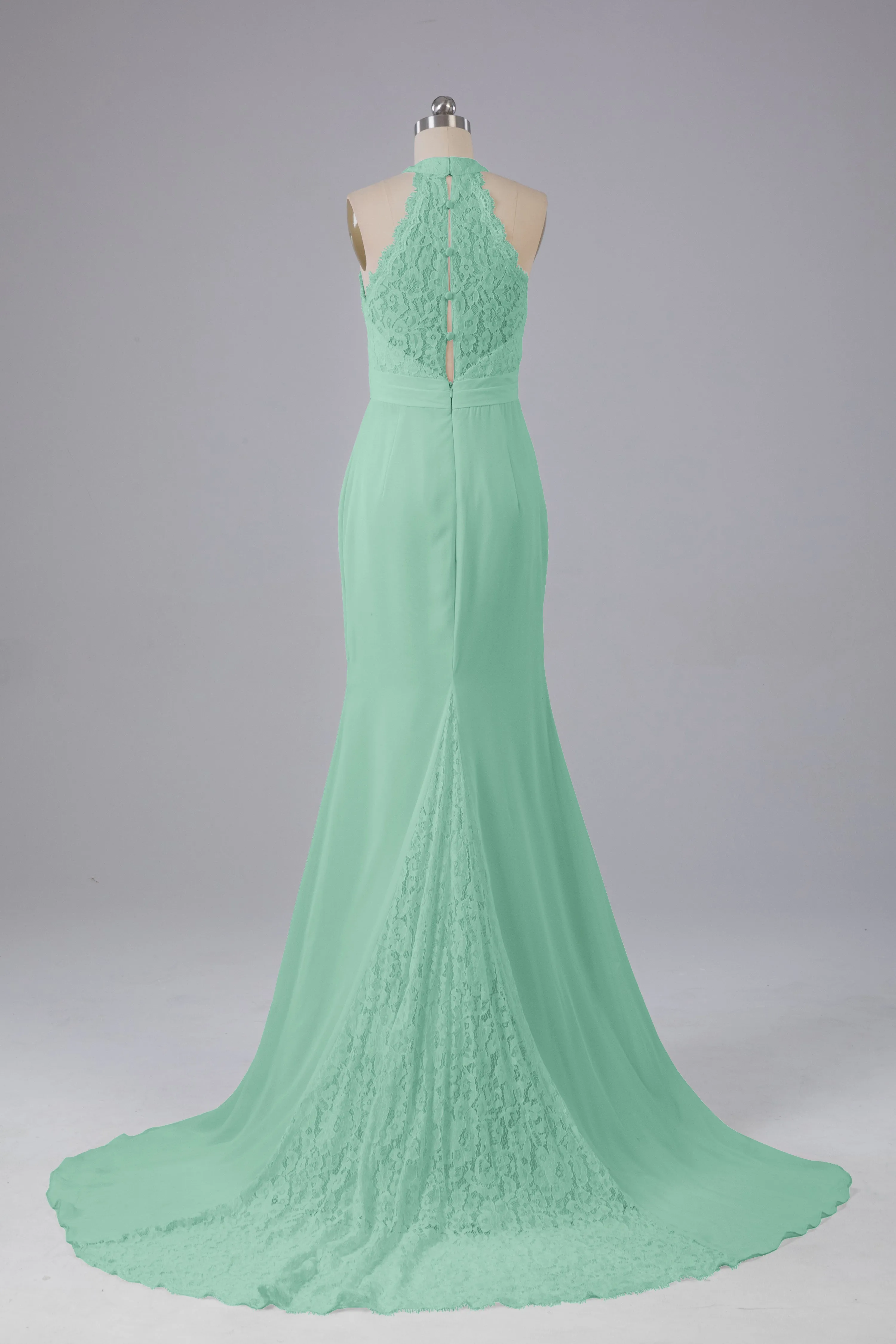 Elegant Halter Court Train Bridesmaid Dresses