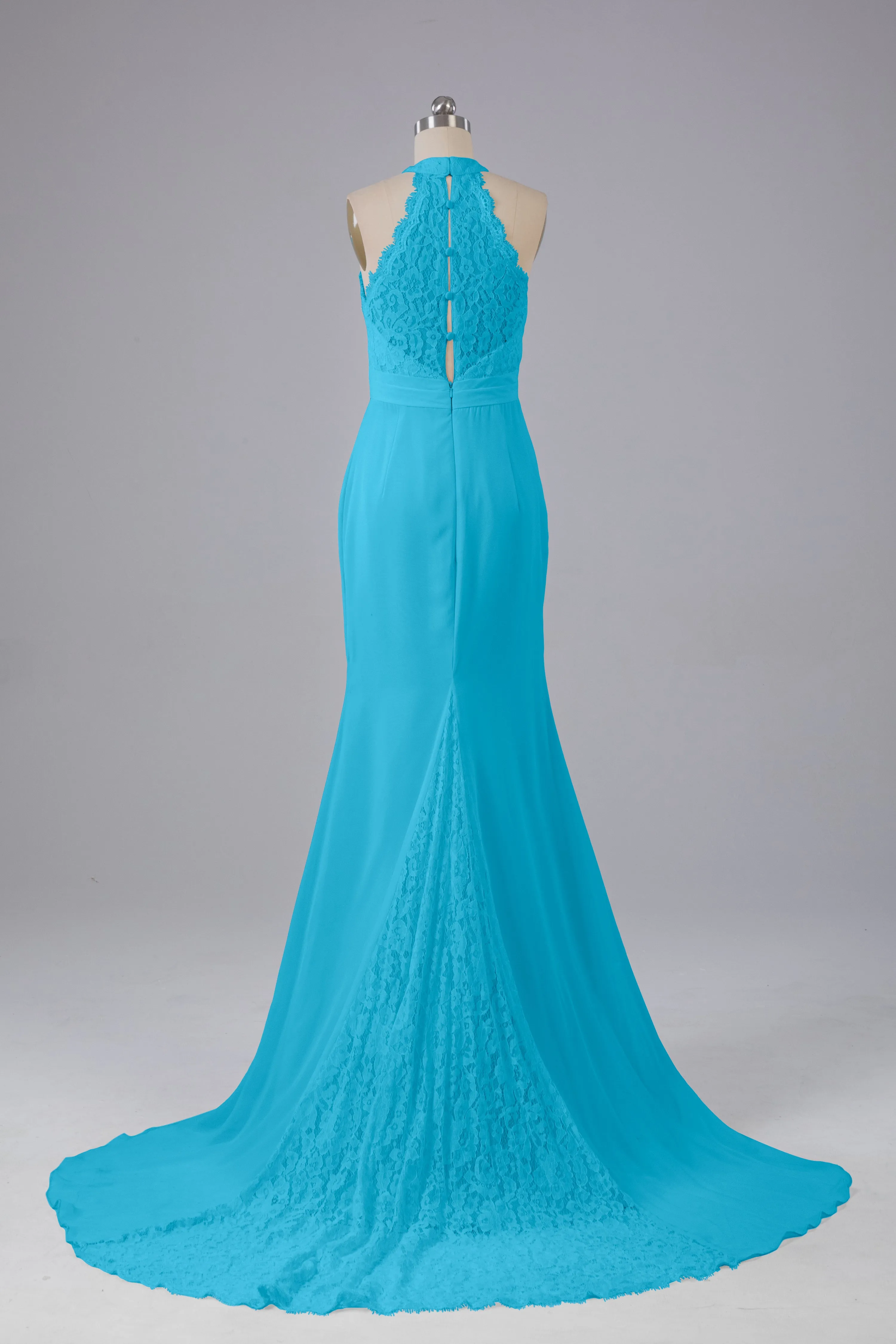 Elegant Halter Court Train Bridesmaid Dresses