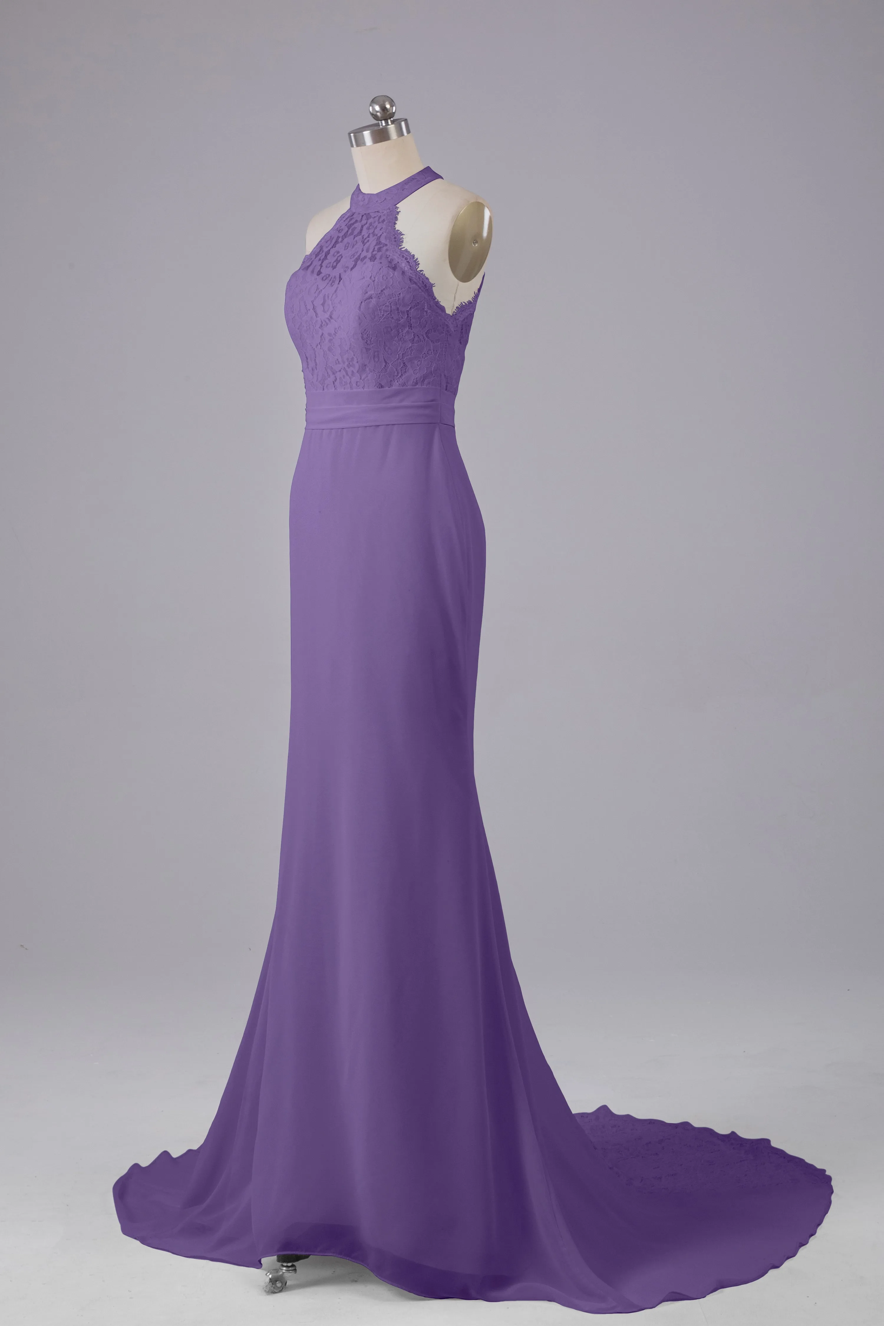 Elegant Halter Court Train Bridesmaid Dresses