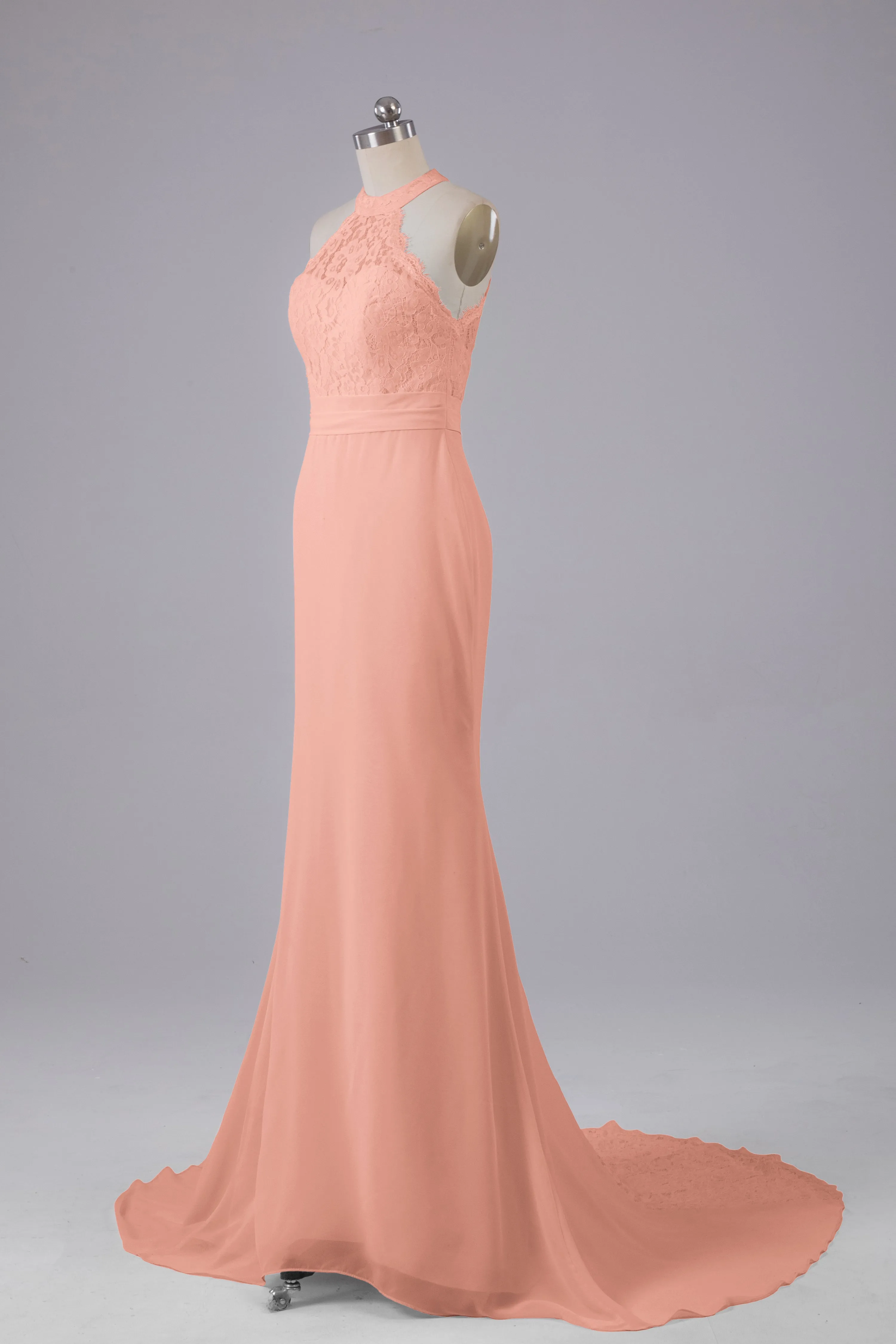 Elegant Halter Court Train Bridesmaid Dresses