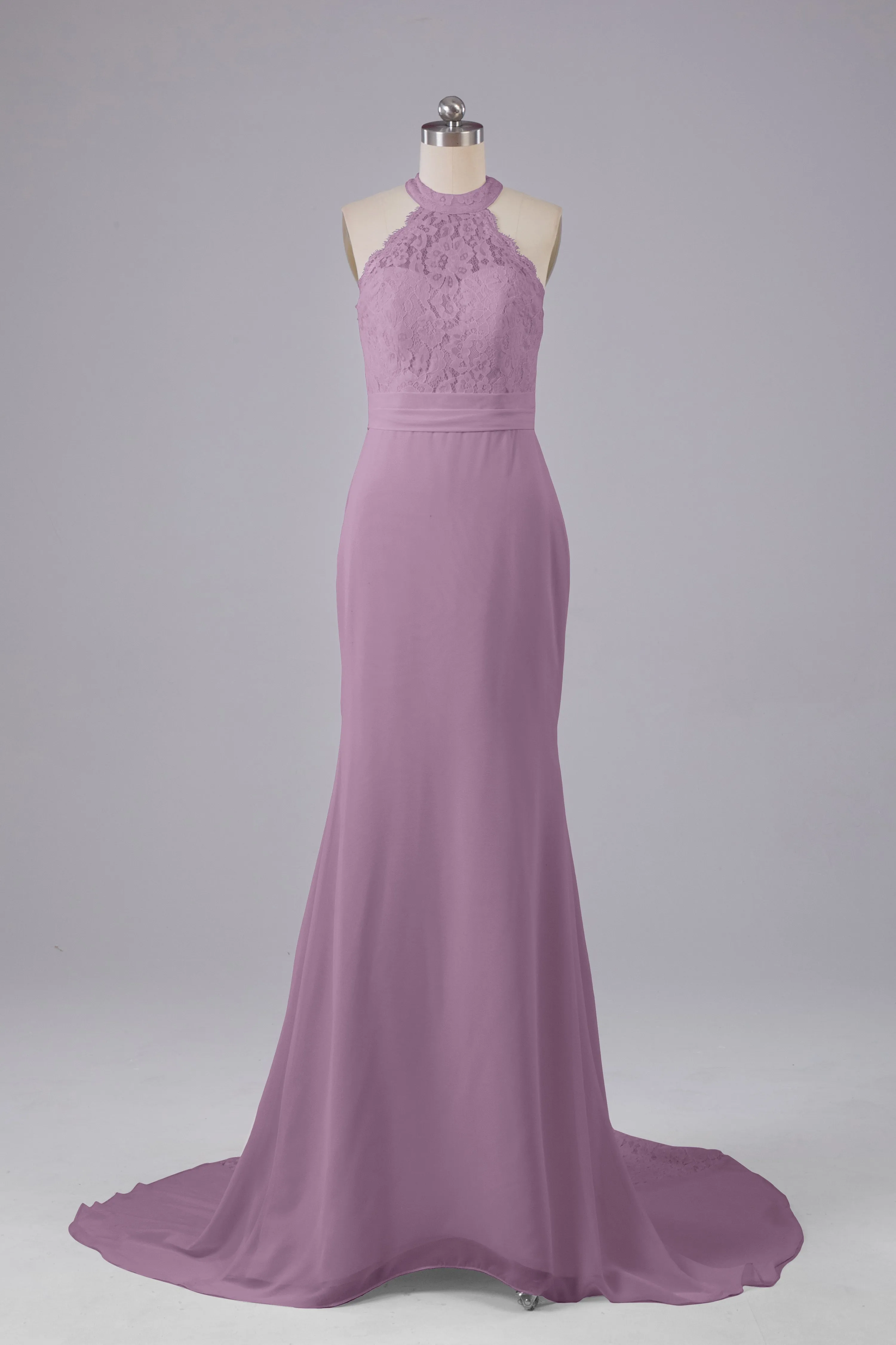 Elegant Halter Court Train Bridesmaid Dresses