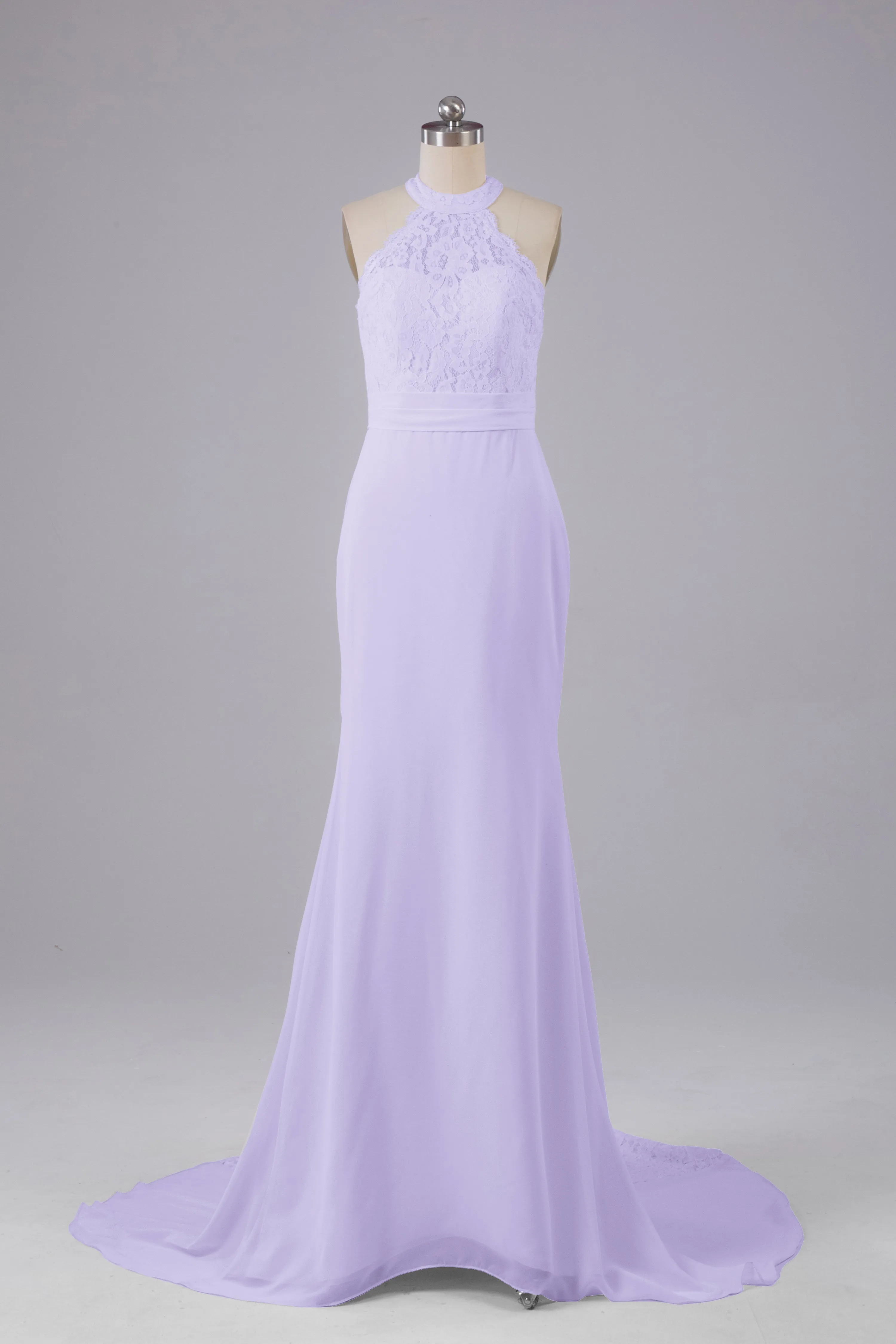 Elegant Halter Court Train Bridesmaid Dresses