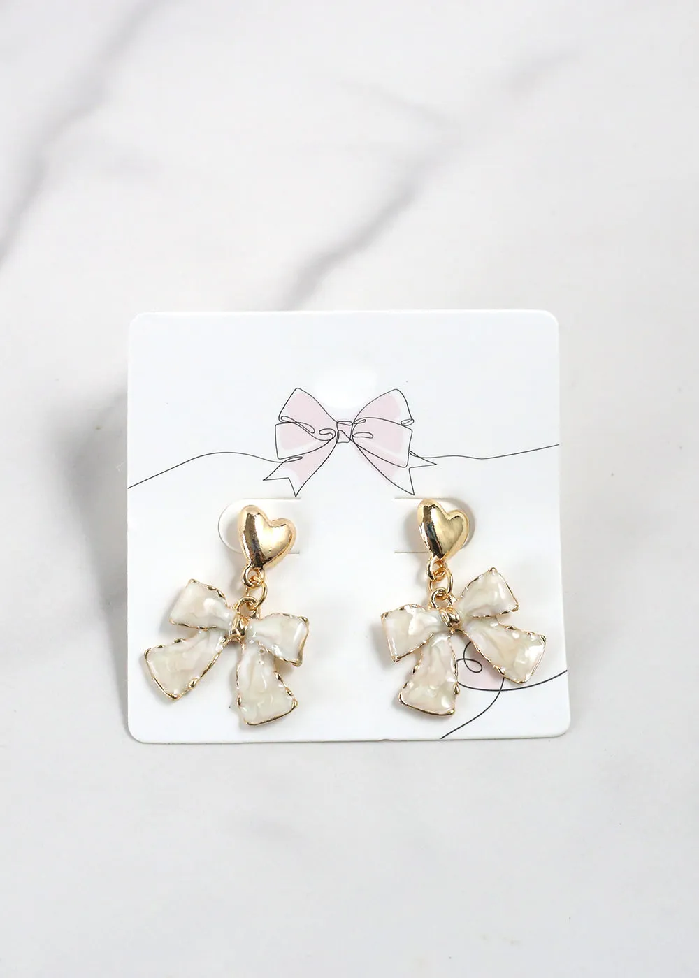 Elegant Marble Bow Earrings