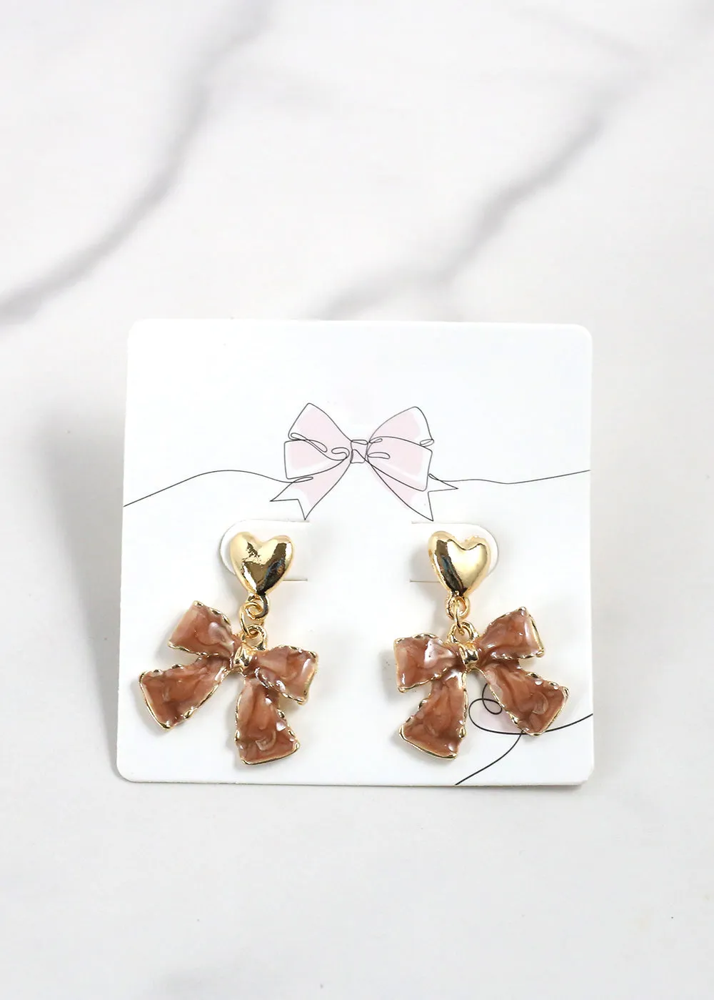 Elegant Marble Bow Earrings