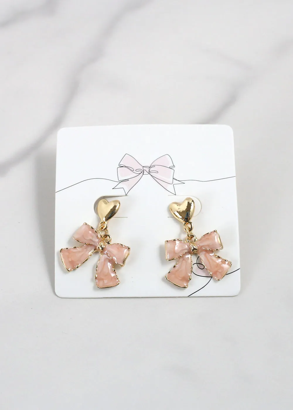 Elegant Marble Bow Earrings