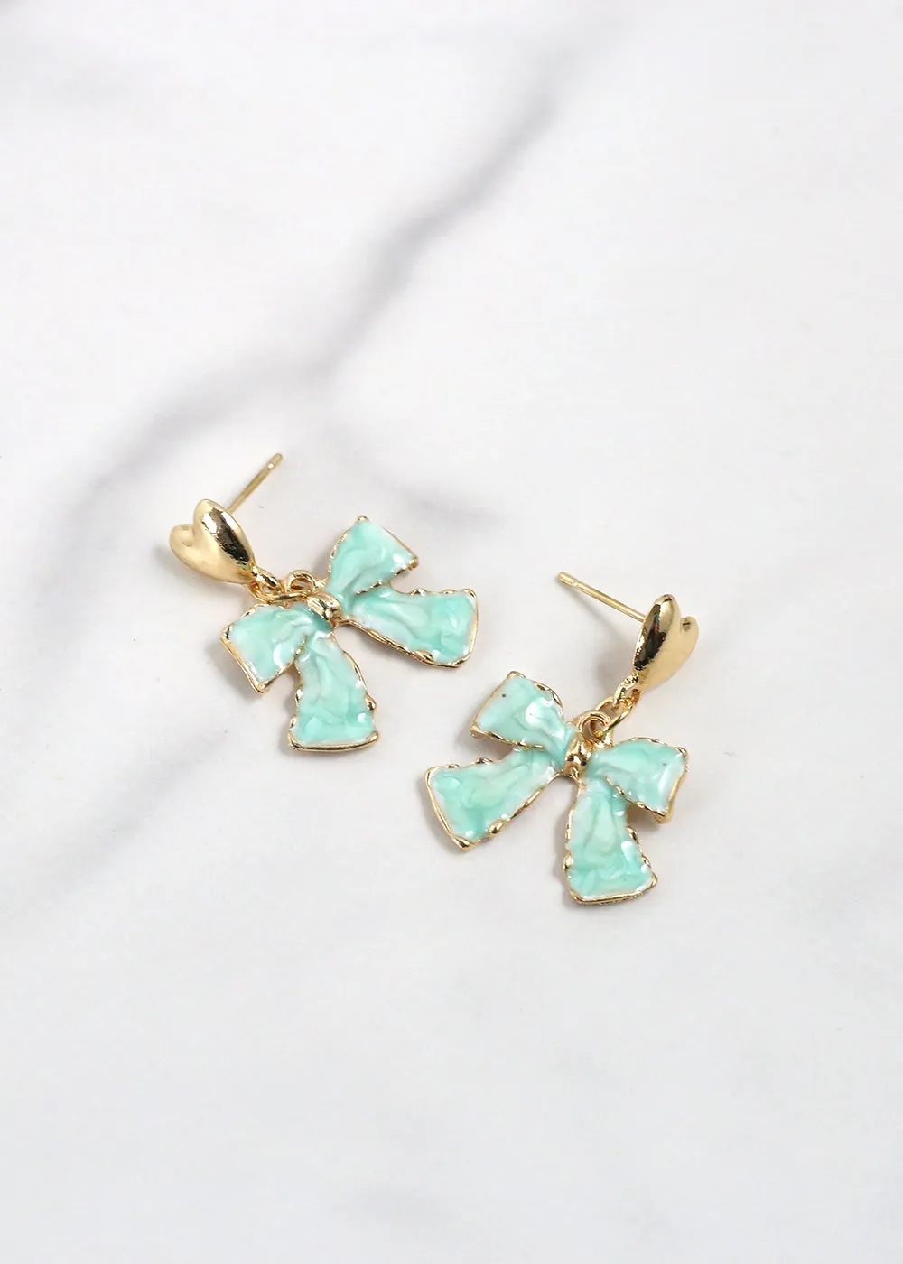 Elegant Marble Bow Earrings