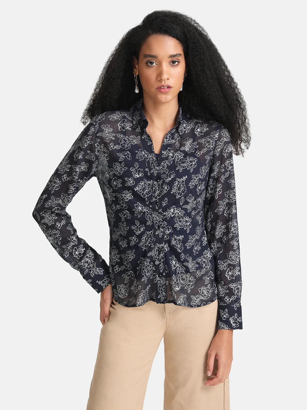 Foil Printed Shirt With Ruching