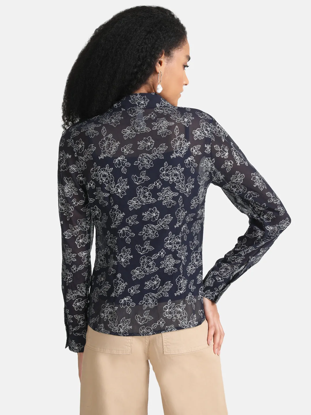 Foil Printed Shirt With Ruching