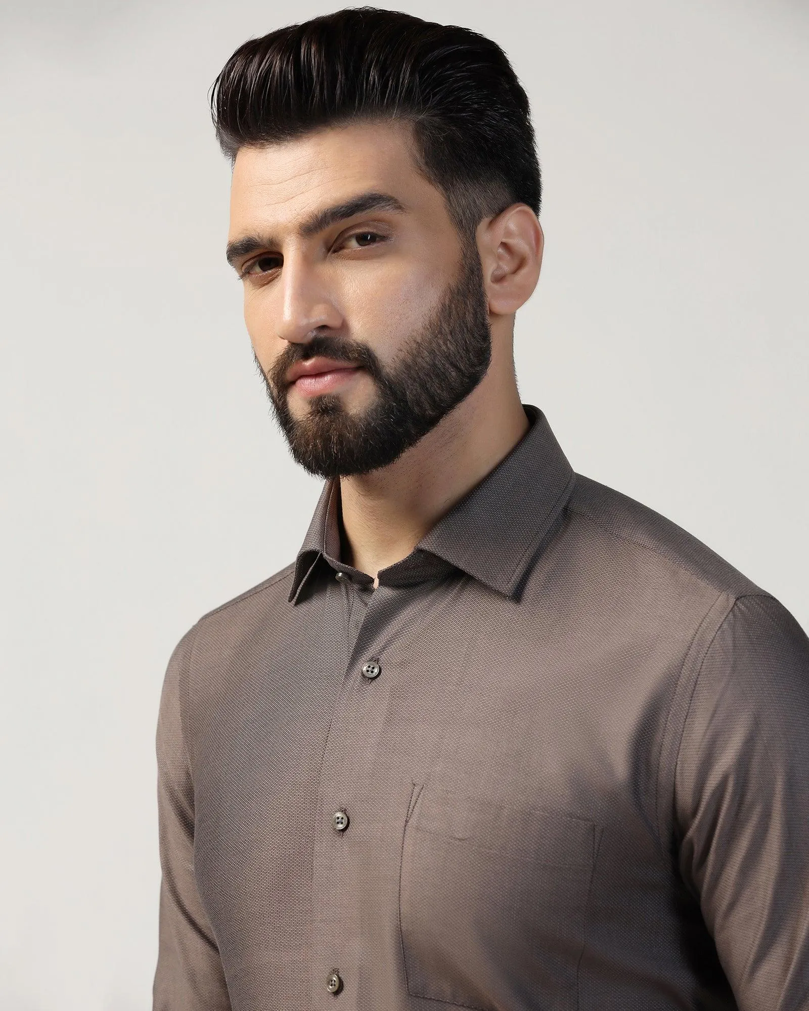 Formal Beige Textured Shirt - Adam