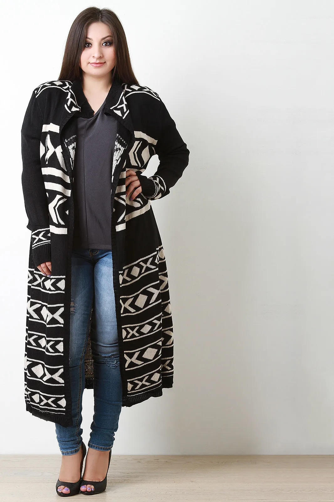 Geo Aztec Longline Cardigan