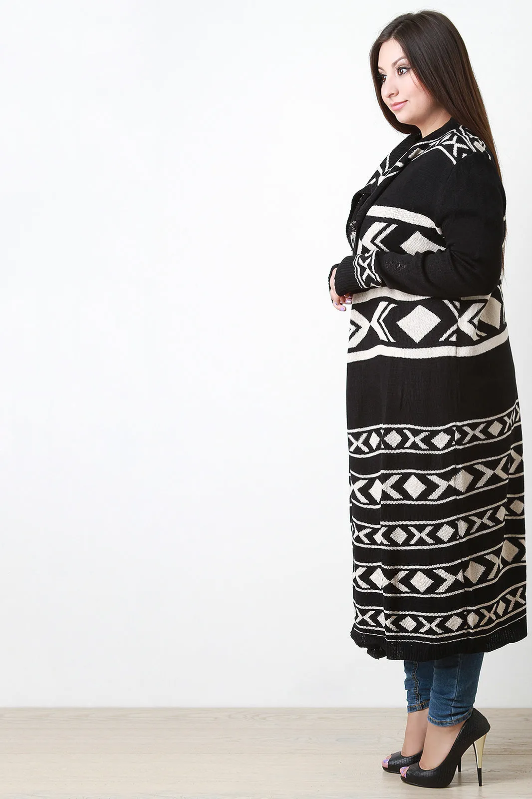 Geo Aztec Longline Cardigan