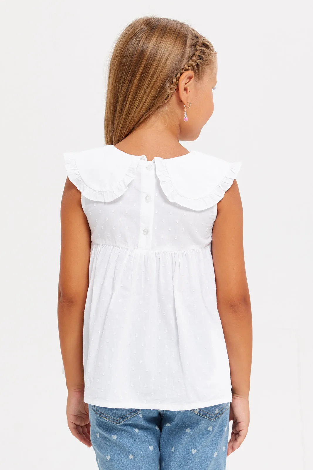 Girls White Peter Pan Collar Blouse