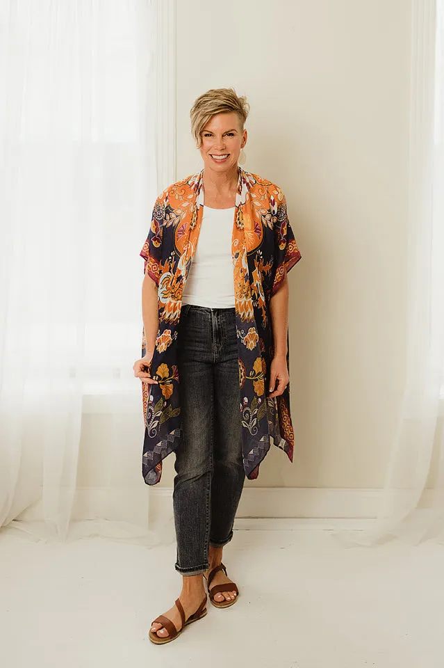 Jacobean Print Kimono