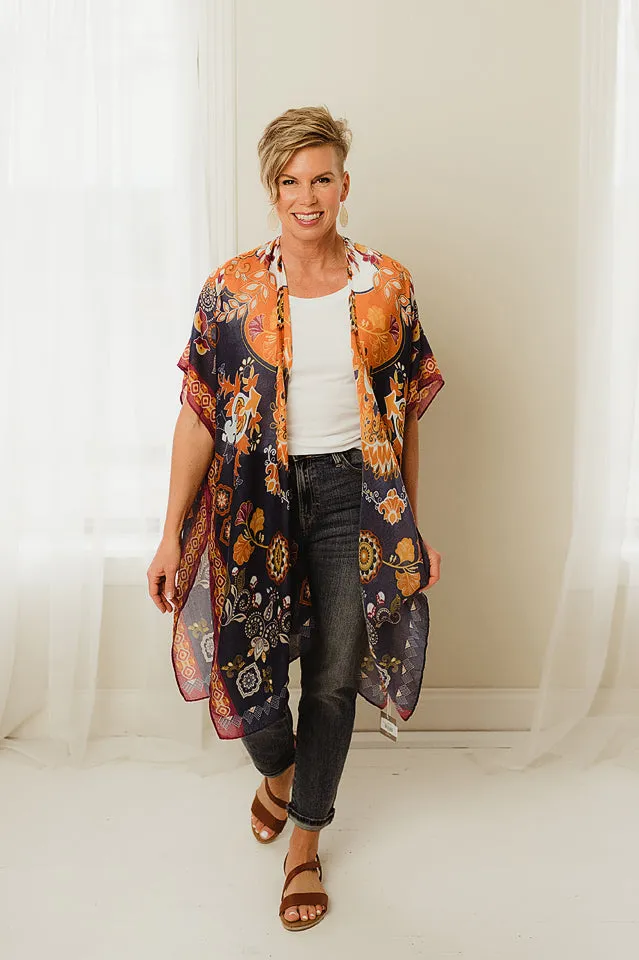 Jacobean Print Kimono