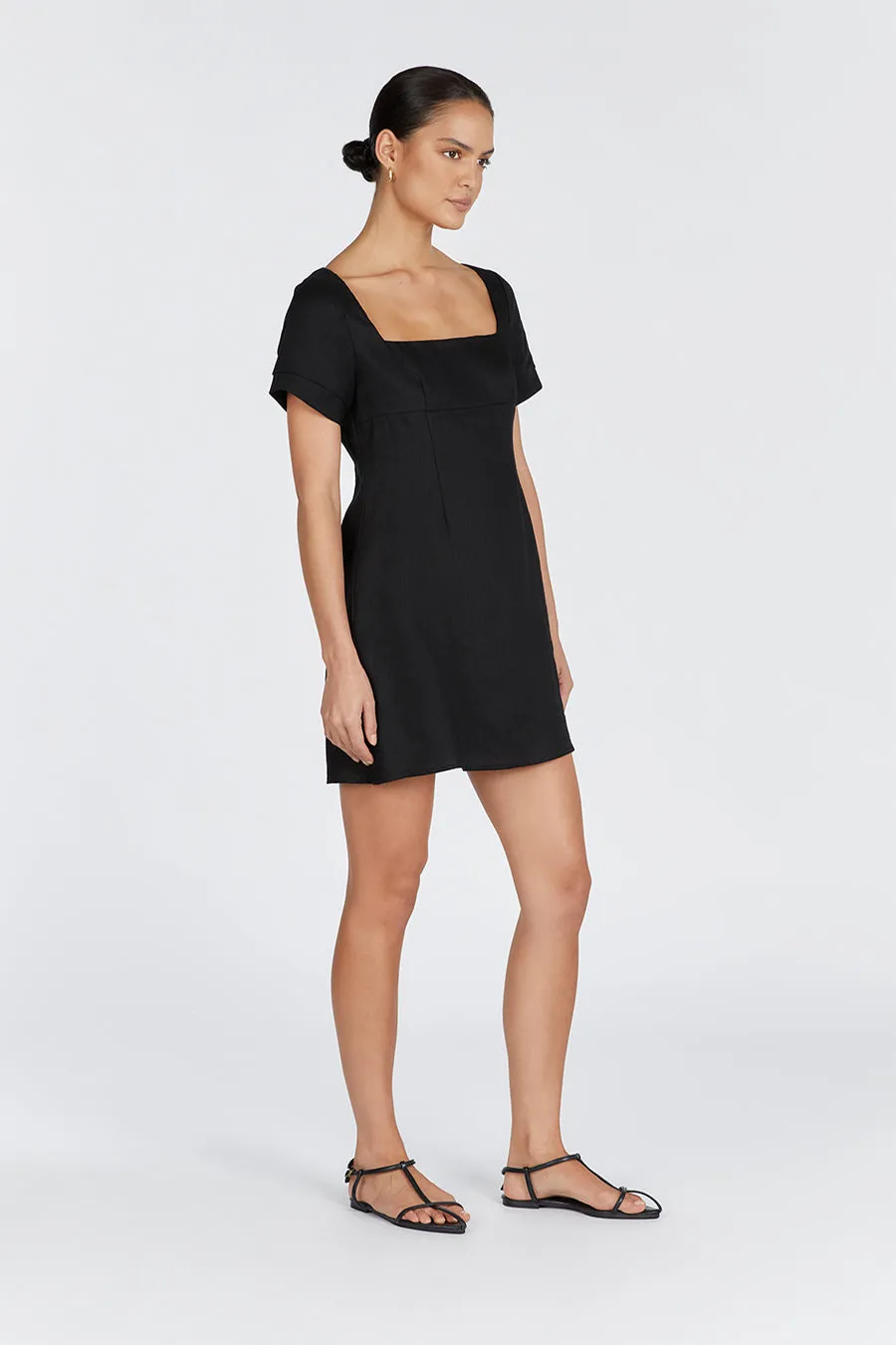 JAMIE BLACK LINEN MINI DRESS