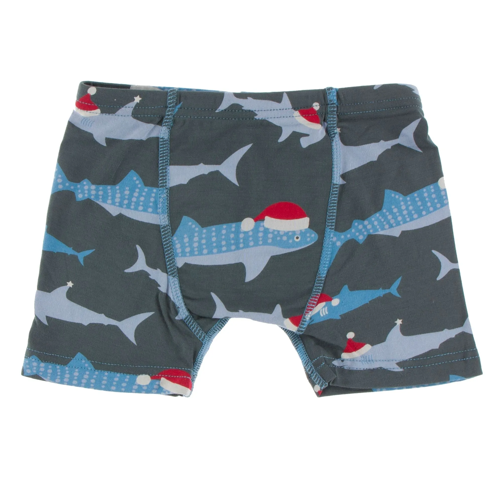 KicKee Pants Pewter Santa Sharks Boy's Boxer Brief