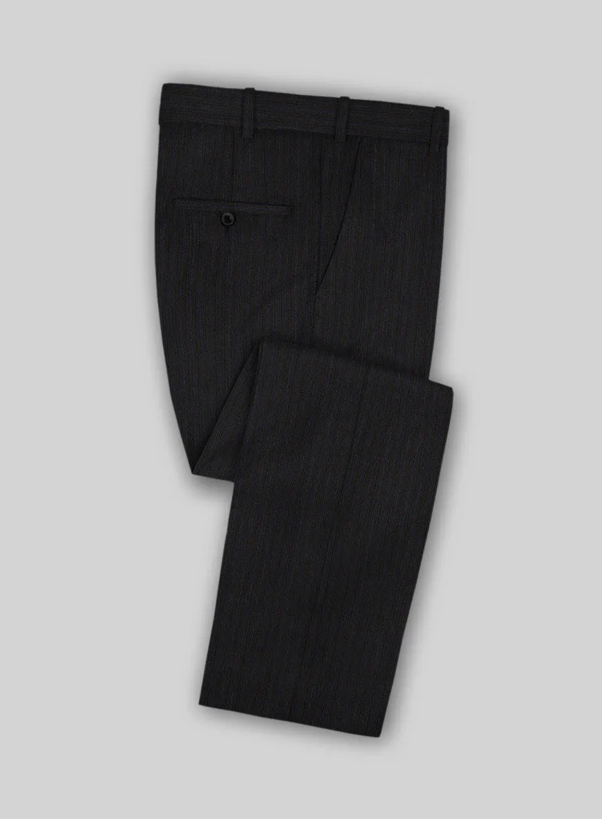 Lanificio Zegna Traveller Naquez Black Stripe Wool Suit