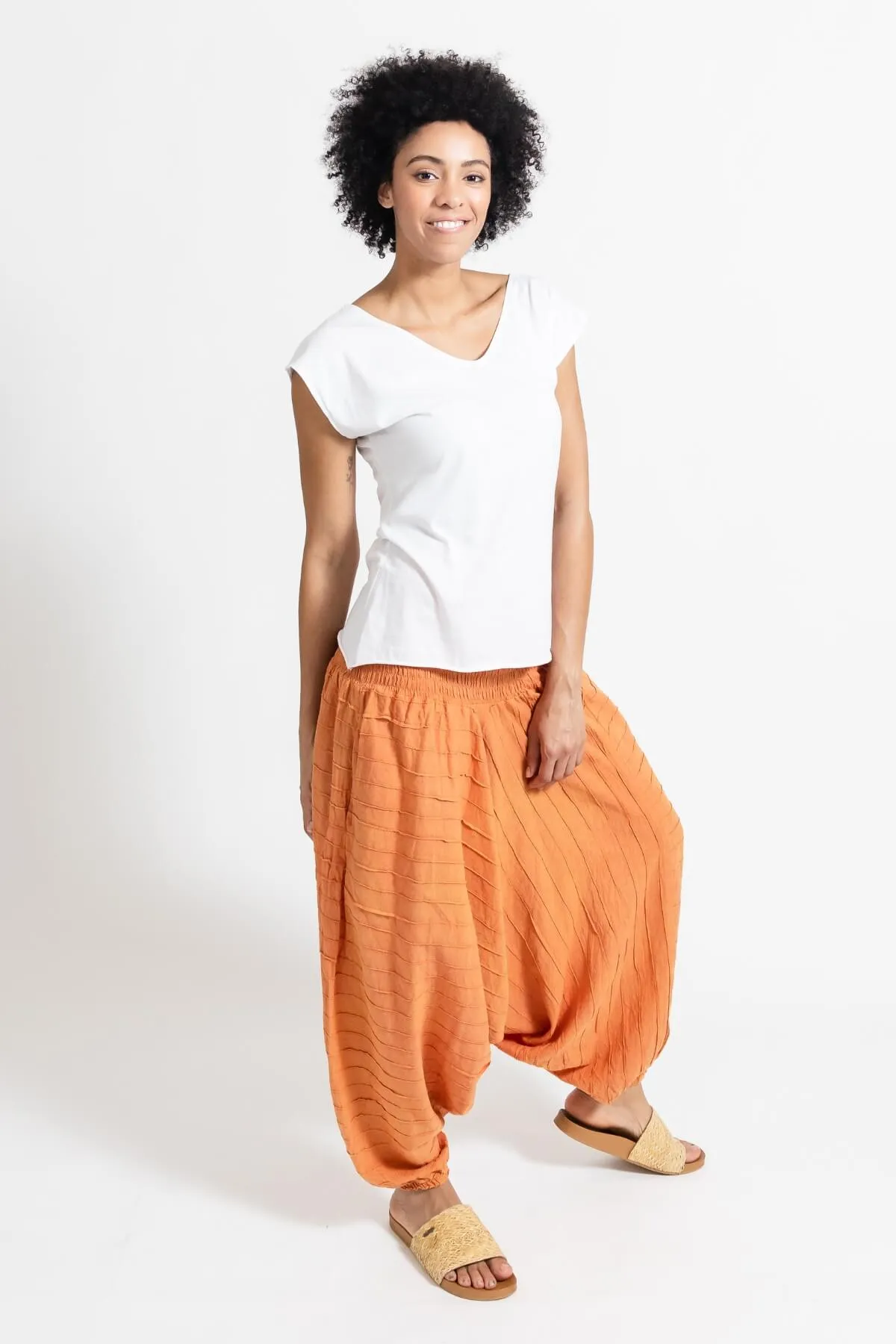 Low Crotch Pants Pintuck - Orange