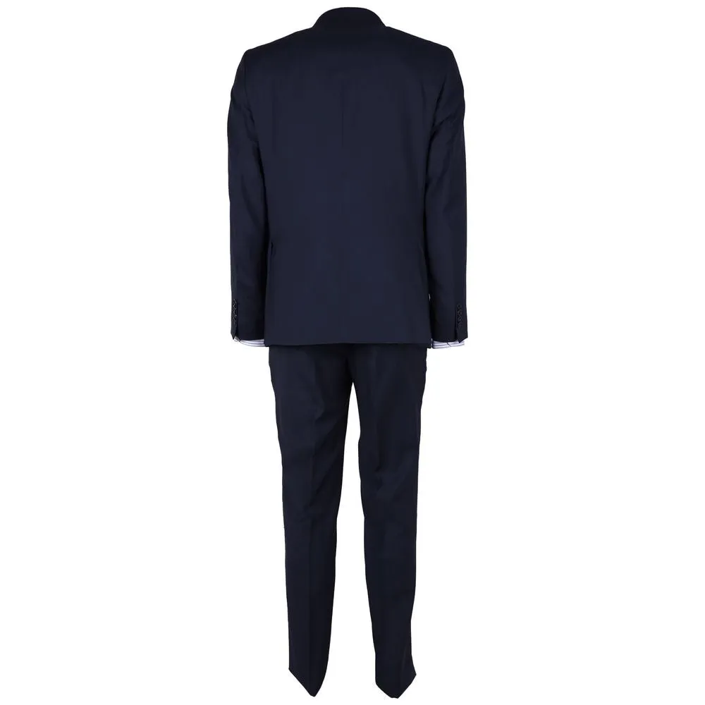 Made in Italy Blue Virgin Wool Mens Suit