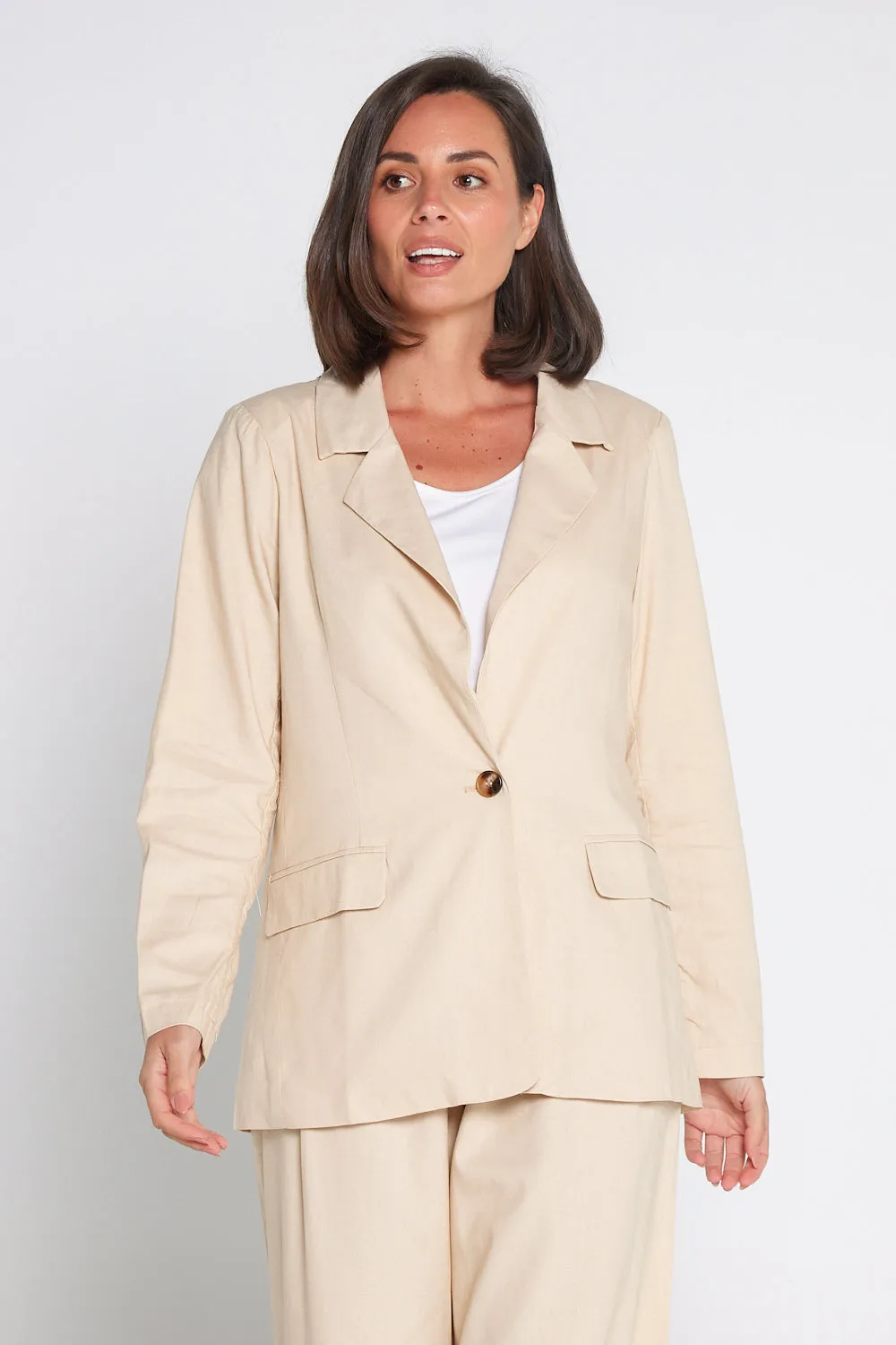 Mayfair Linen Blazer - Cream