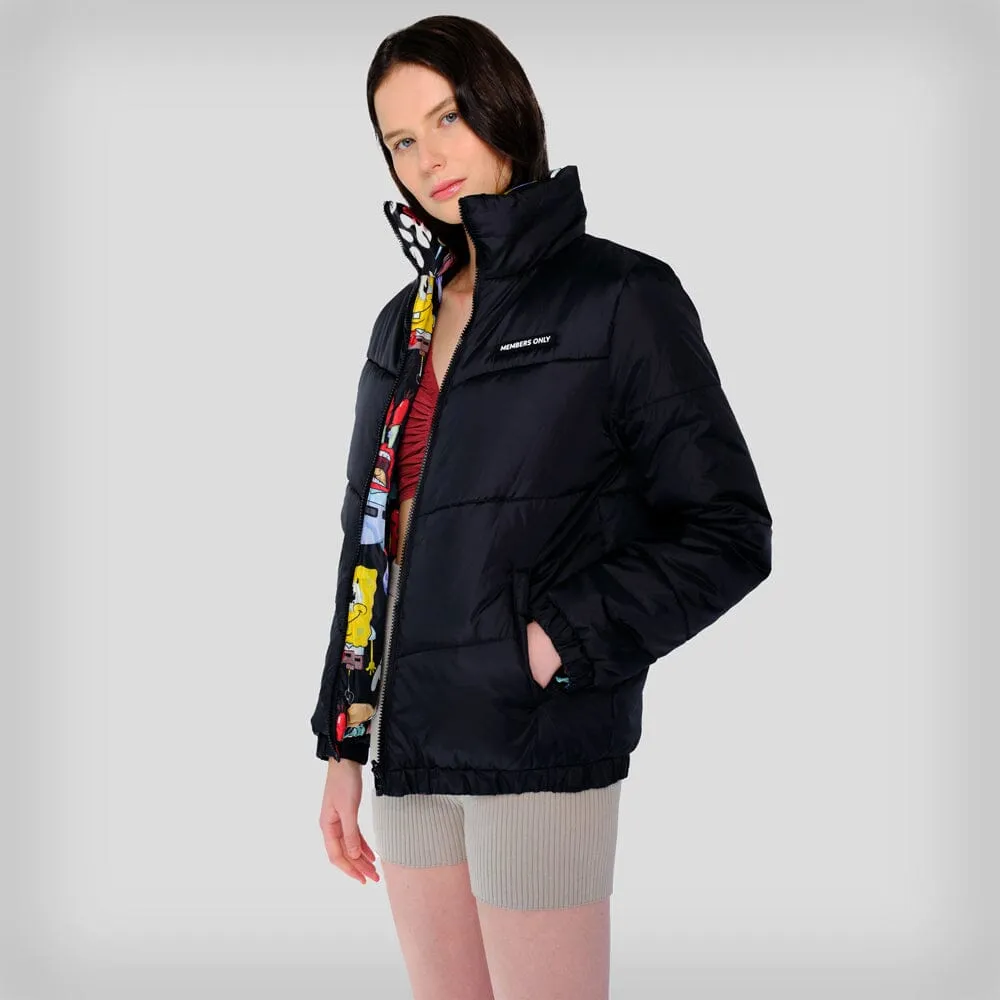 Members Only Women's Spongebob Reversible Cire Puffer Jacket